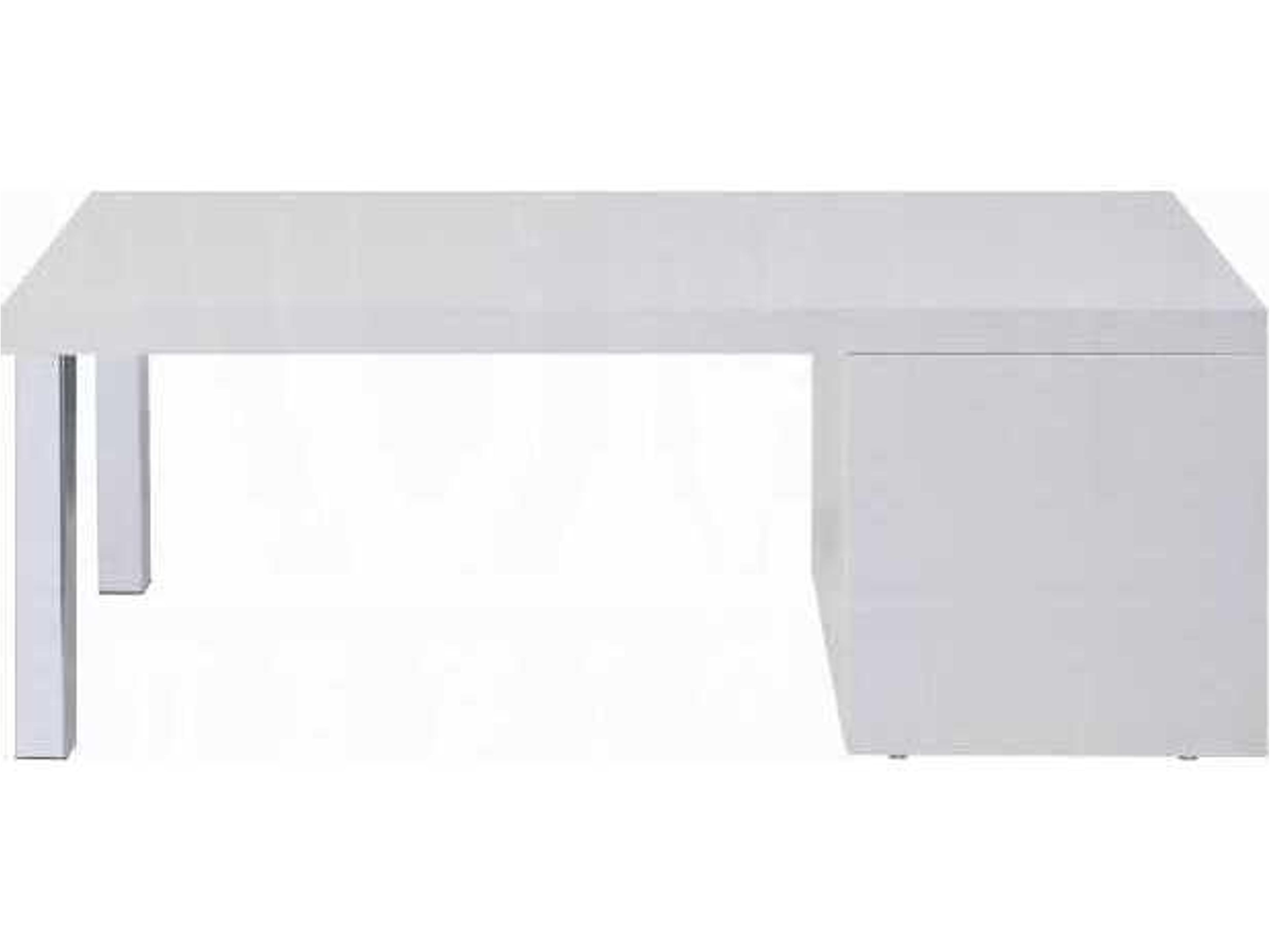 Acme Furniture Harta Rectangular Wood White High Gloss Chrome Coffee Table