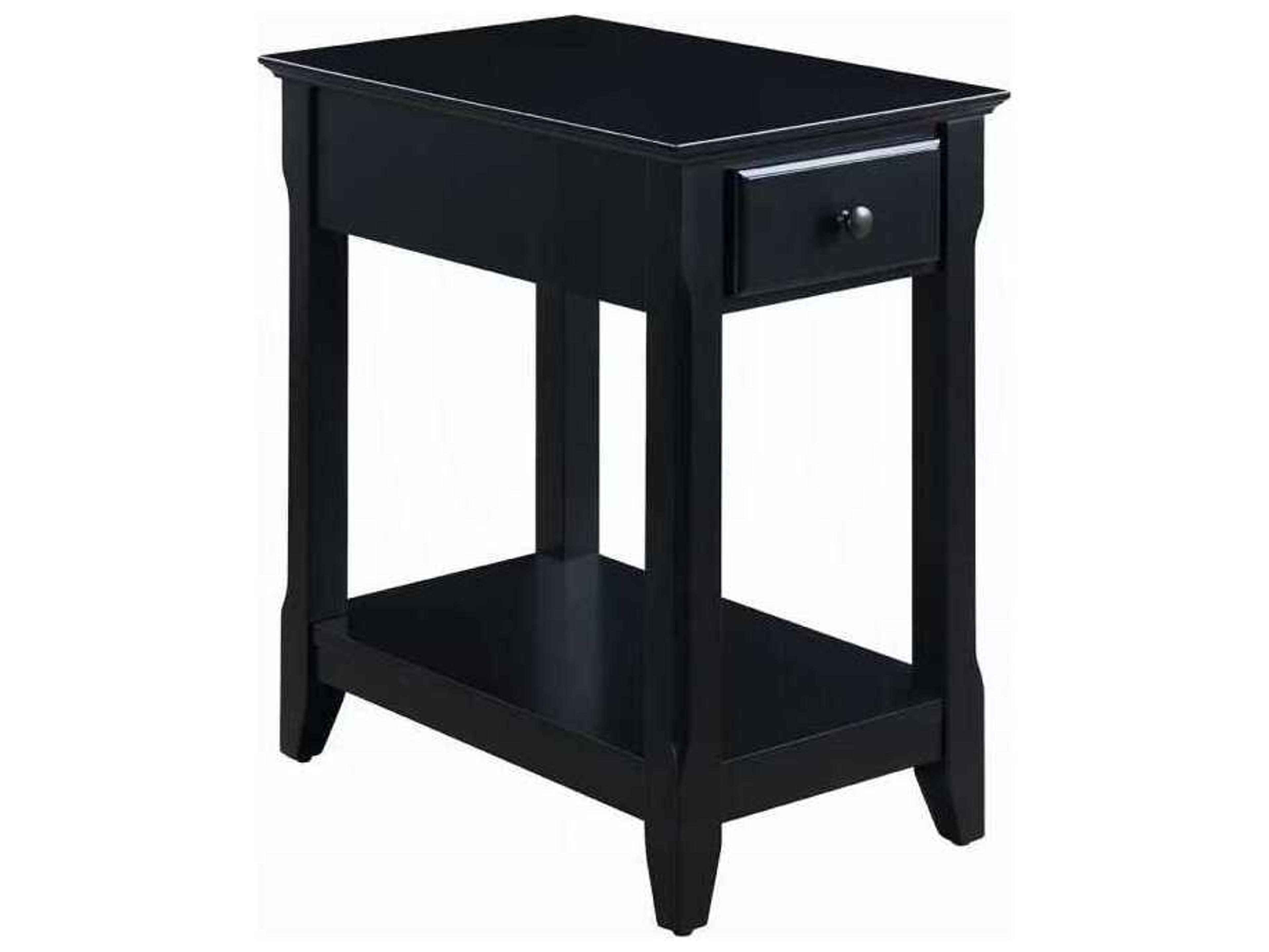 Bertie Rectangular Wood Black End Table