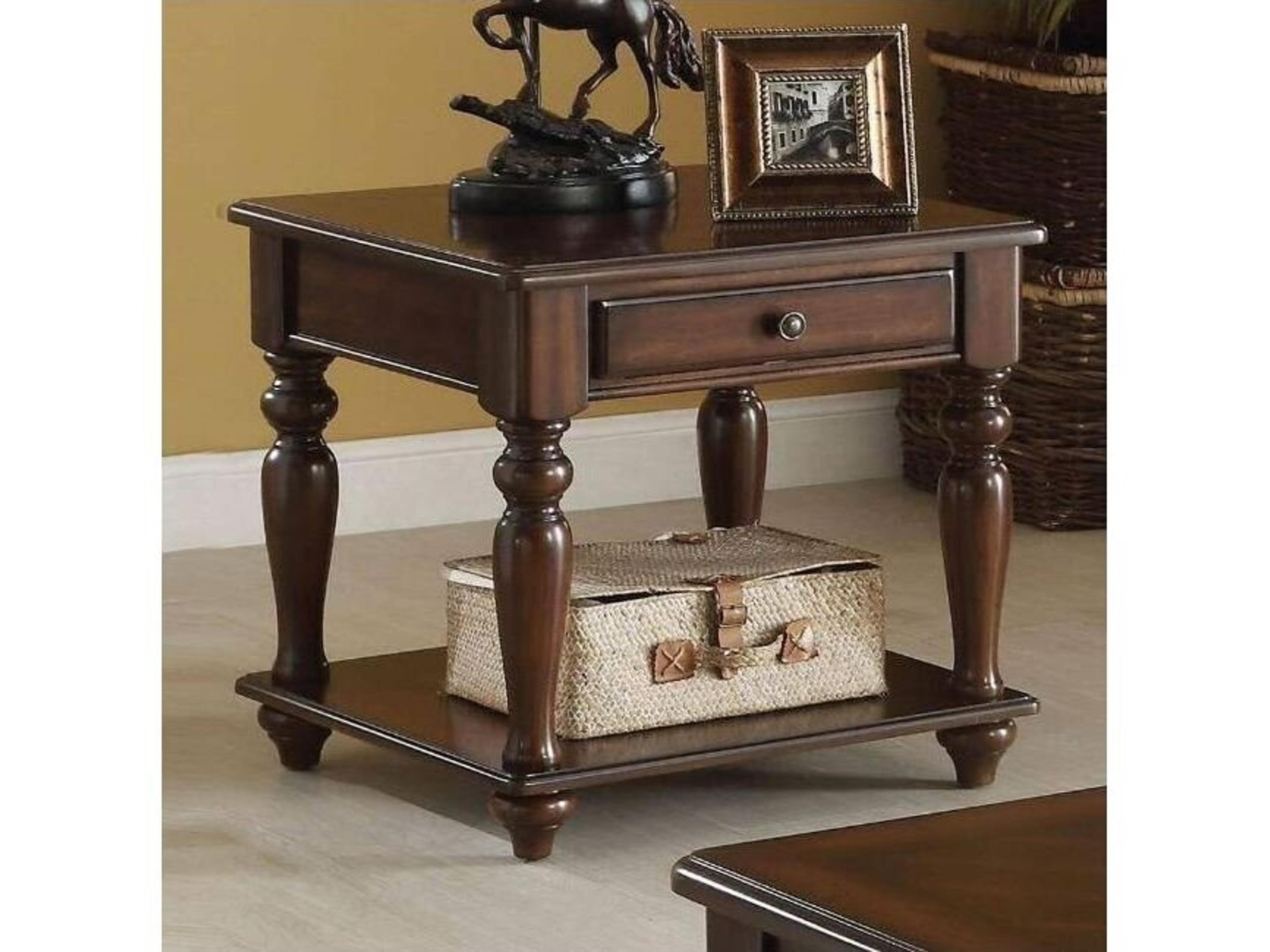 Acme Furniture Farrel Square Wood Walnut End Table