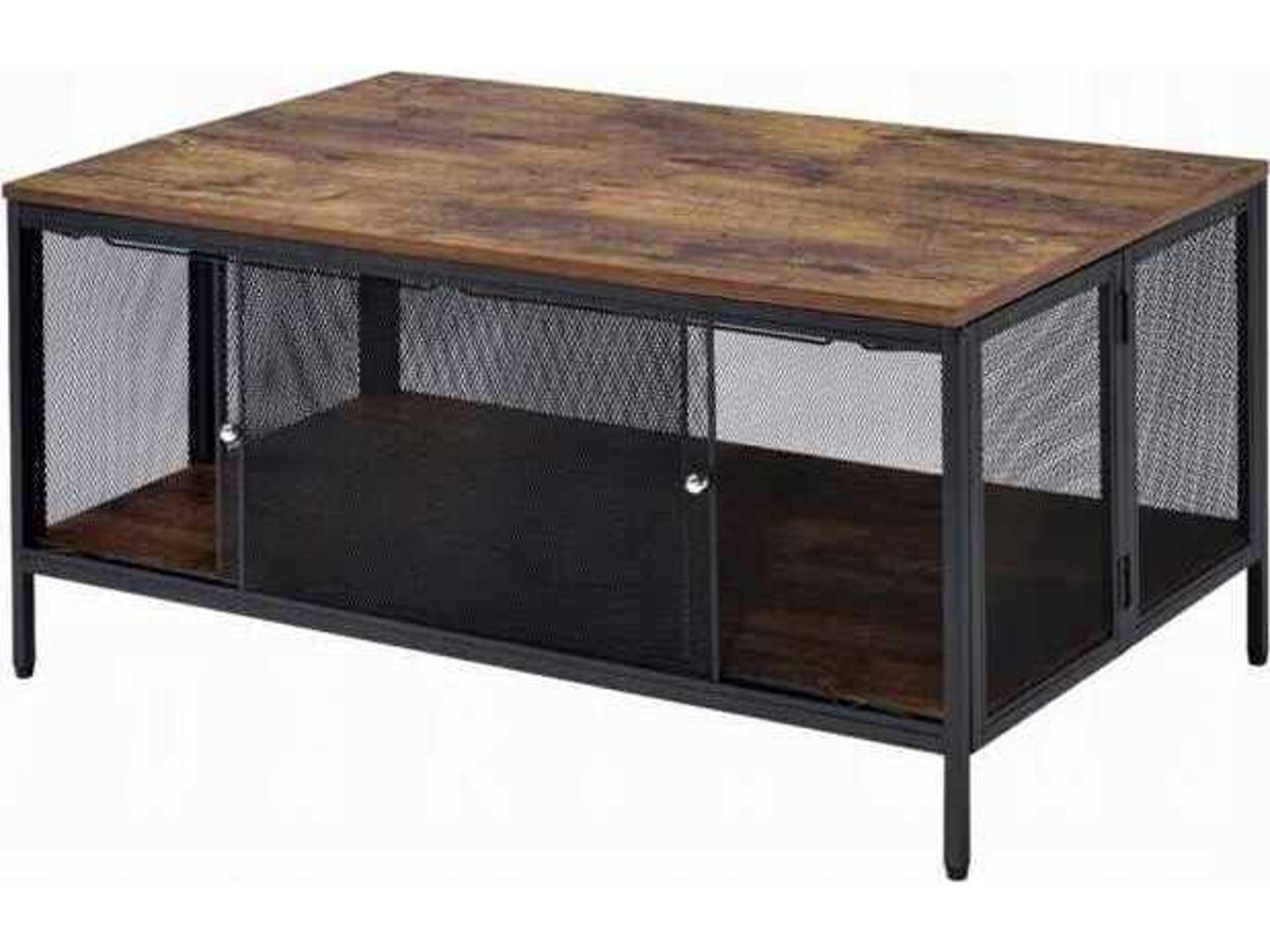 Acme Furniture Rectangular Wood Antique Oak Black Coffee Table