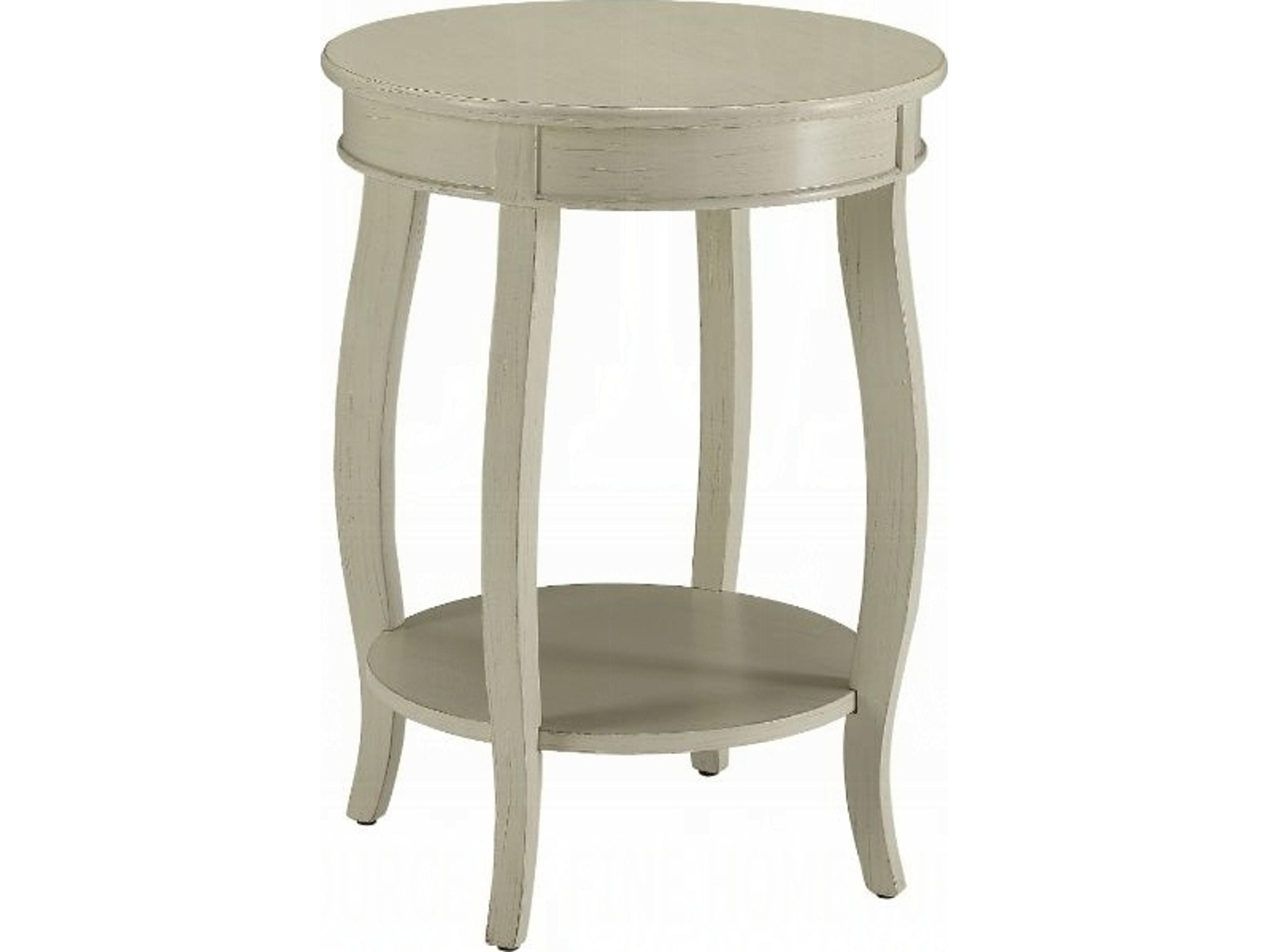 Aberta Round Wood Antique White End Table