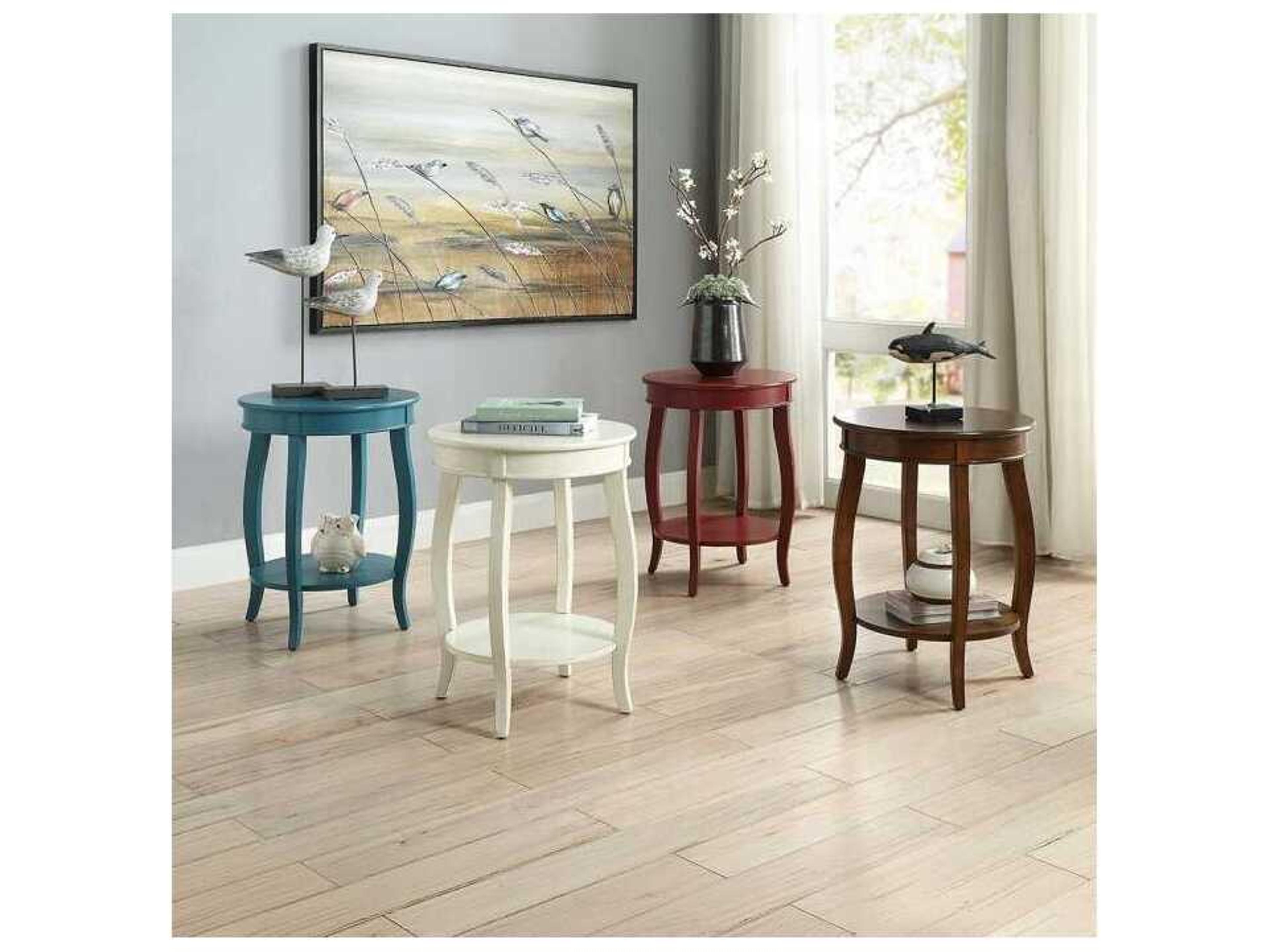 Acme Furniture Aberta Round Wood Red End Table