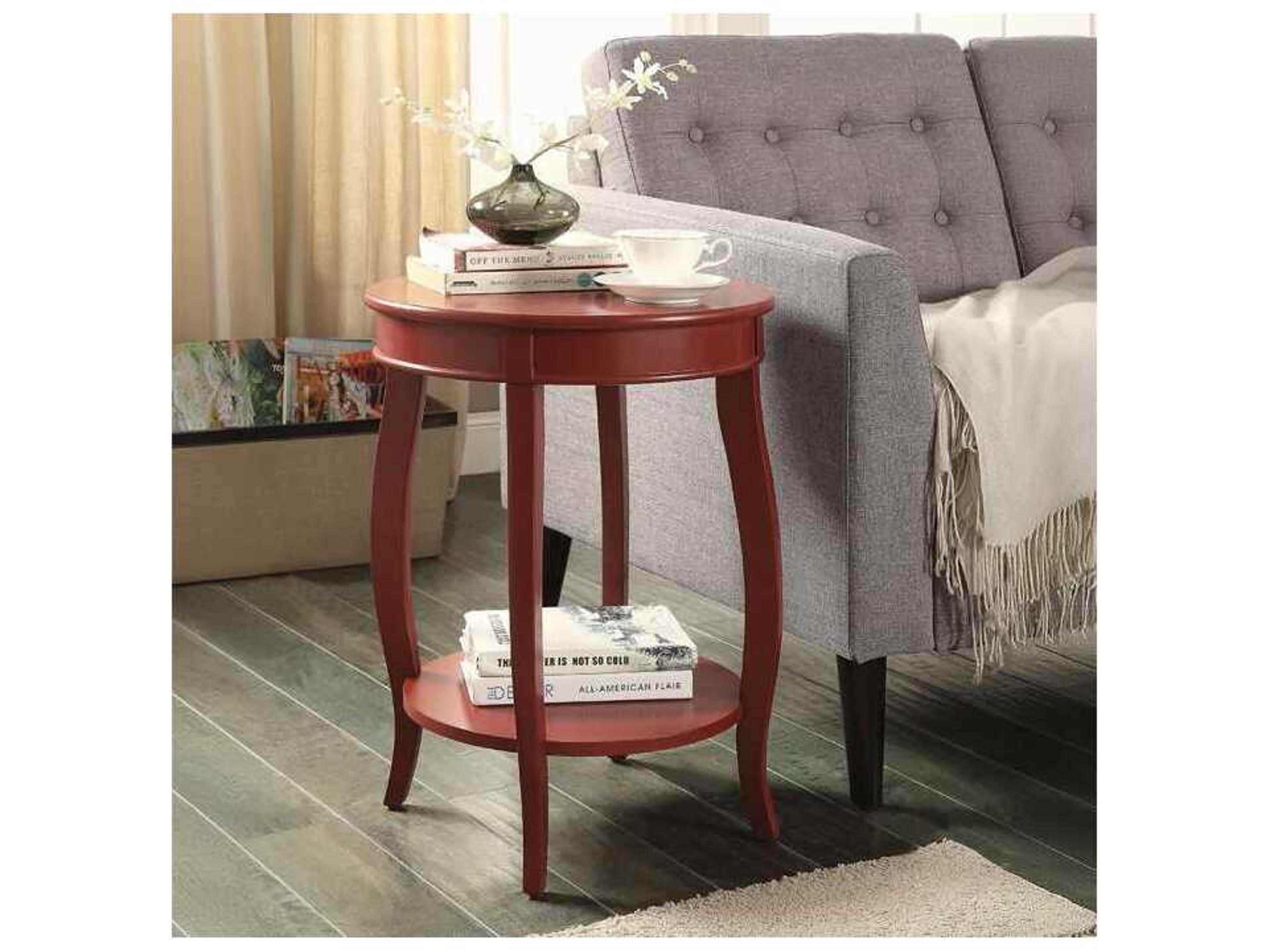 Acme Furniture Aberta Round Wood Red End Table