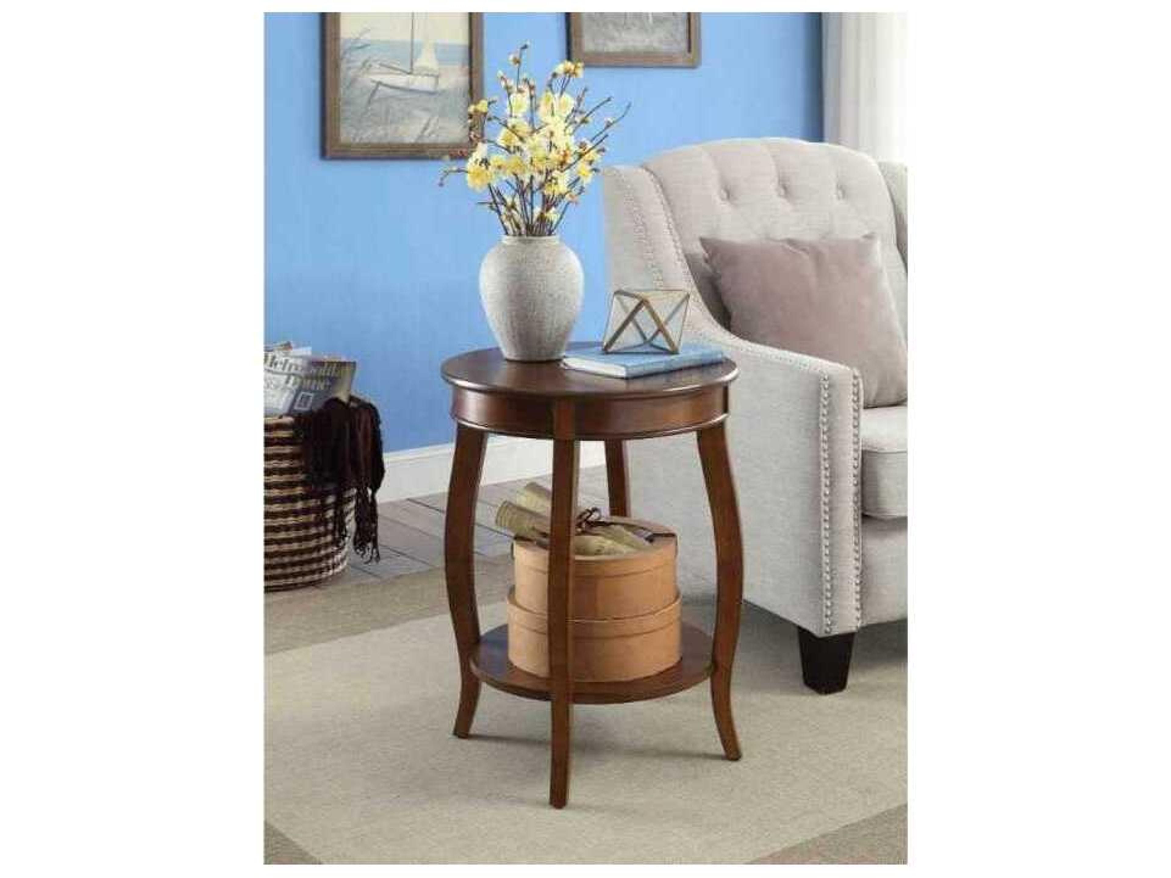 Acme Furniture Aberta Round Wood Walnut End Table