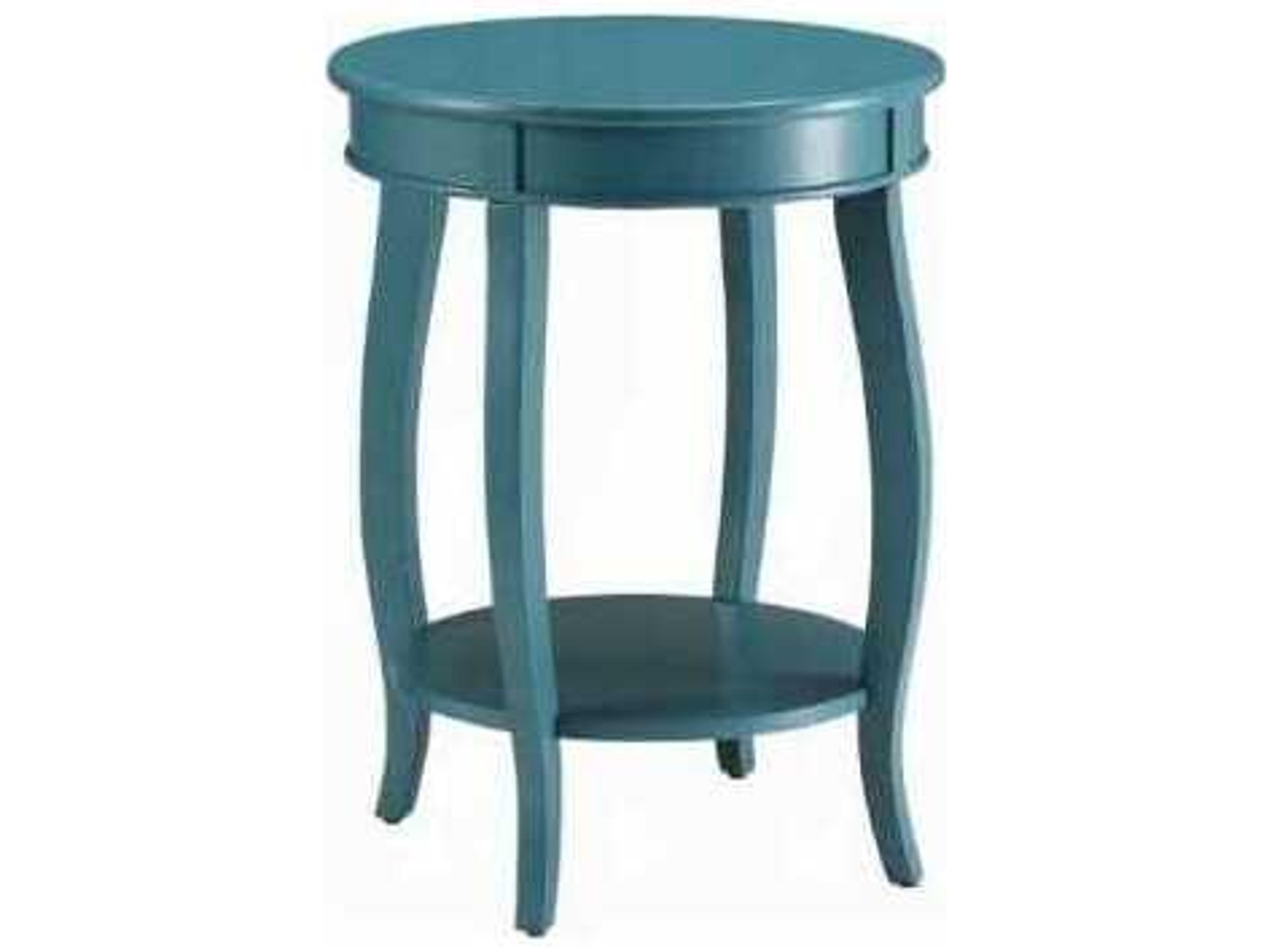 Aberta Round Wood Teal End Table