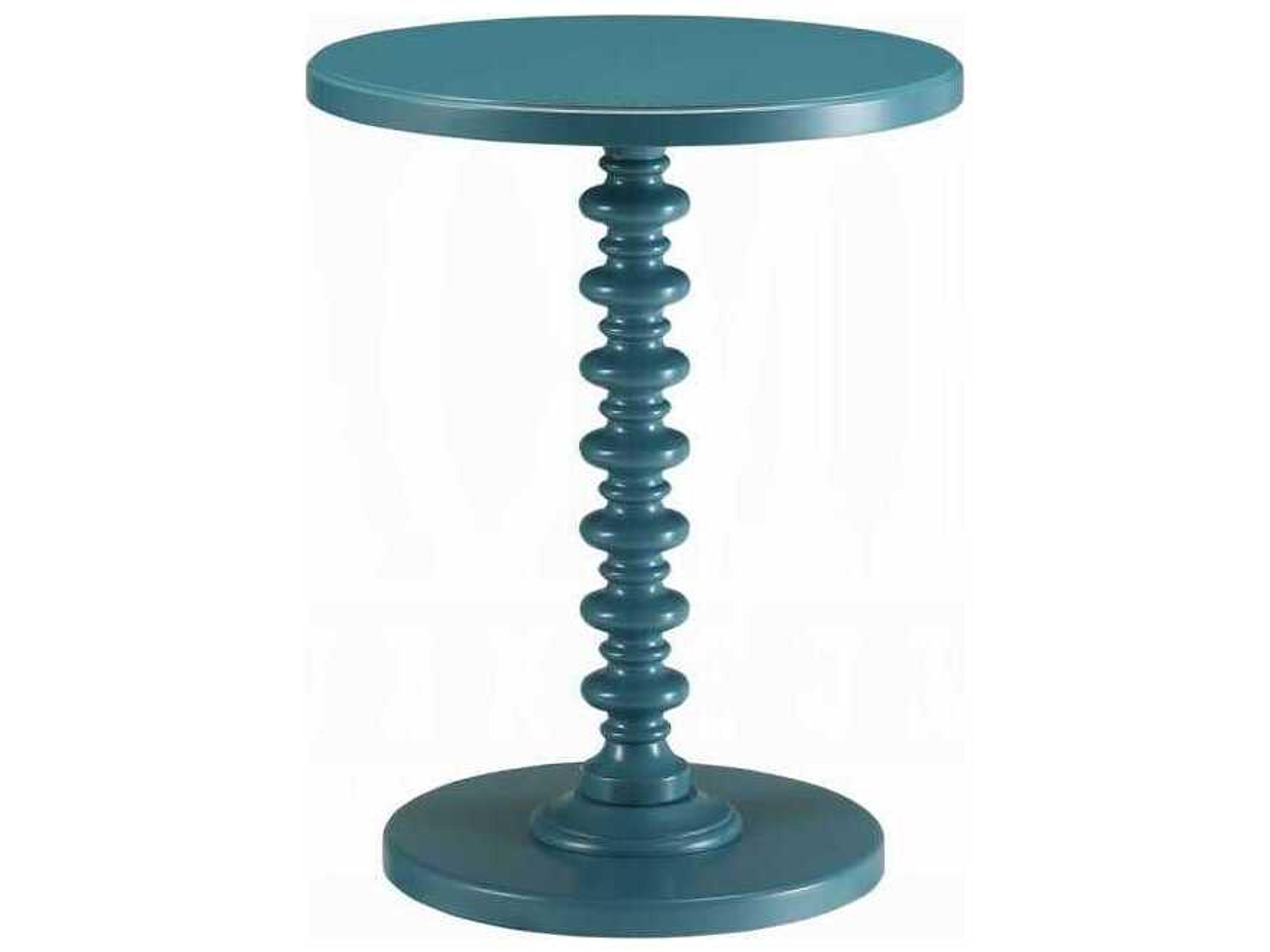 Acton Round Wood Teal End Table