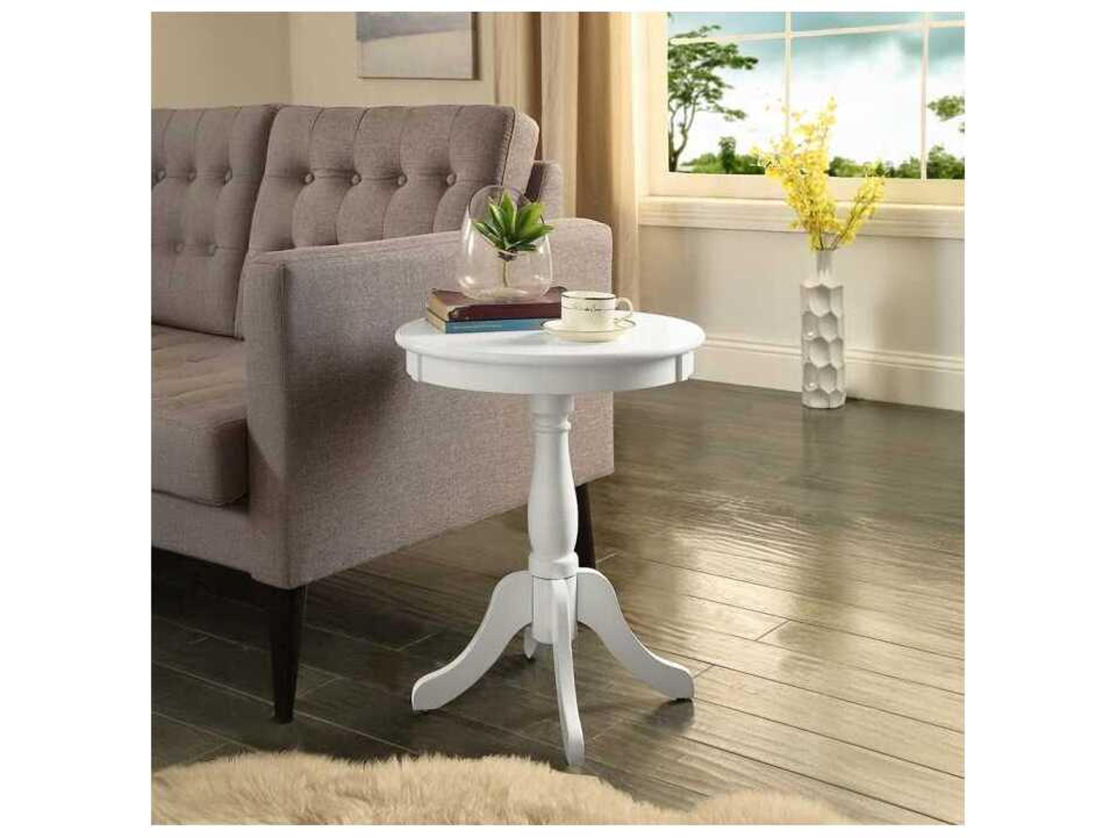 Acme Furniture Alger Round Wood White End Table