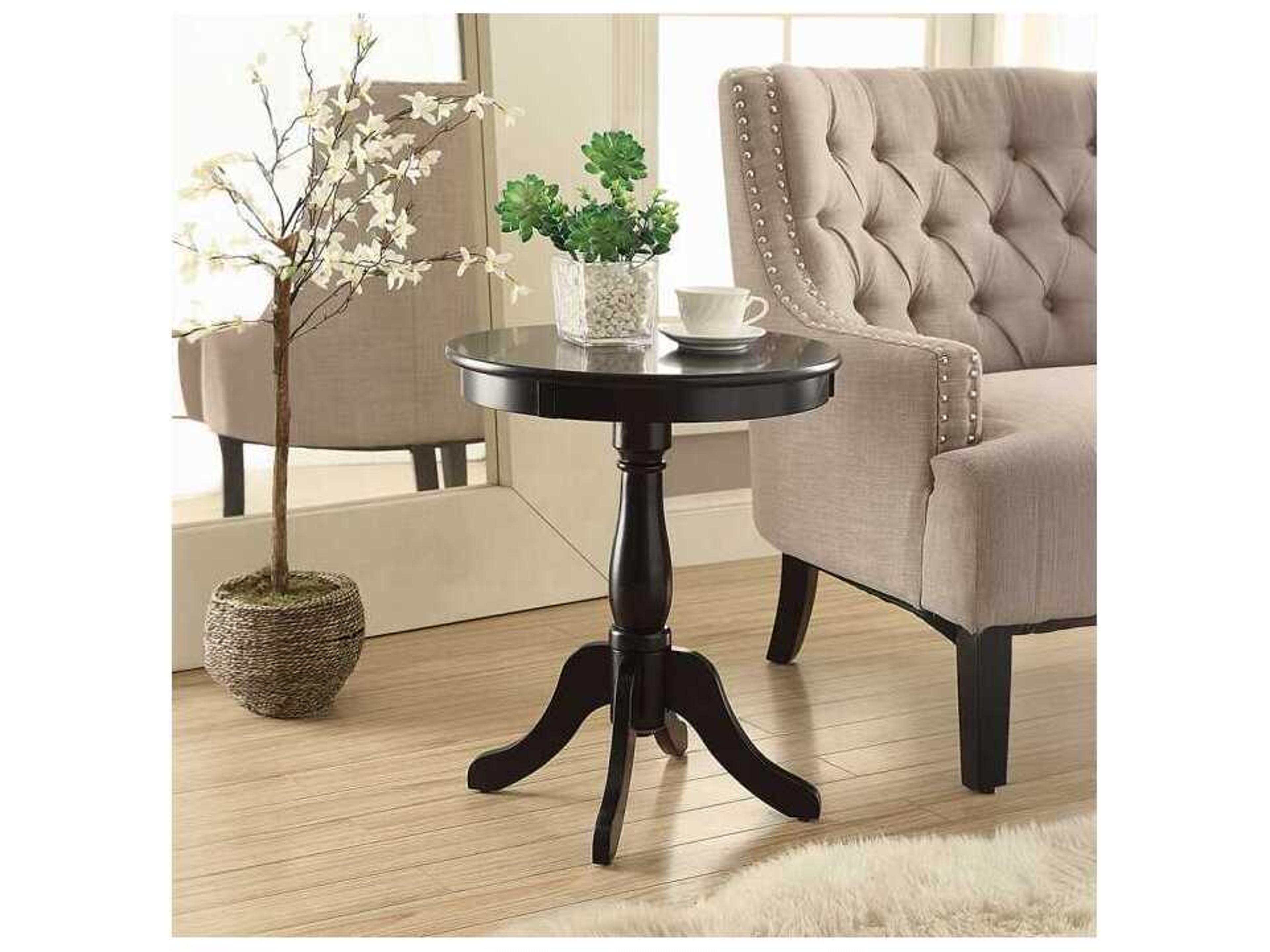 Acme Furniture Alger Round Wood Black End Table
