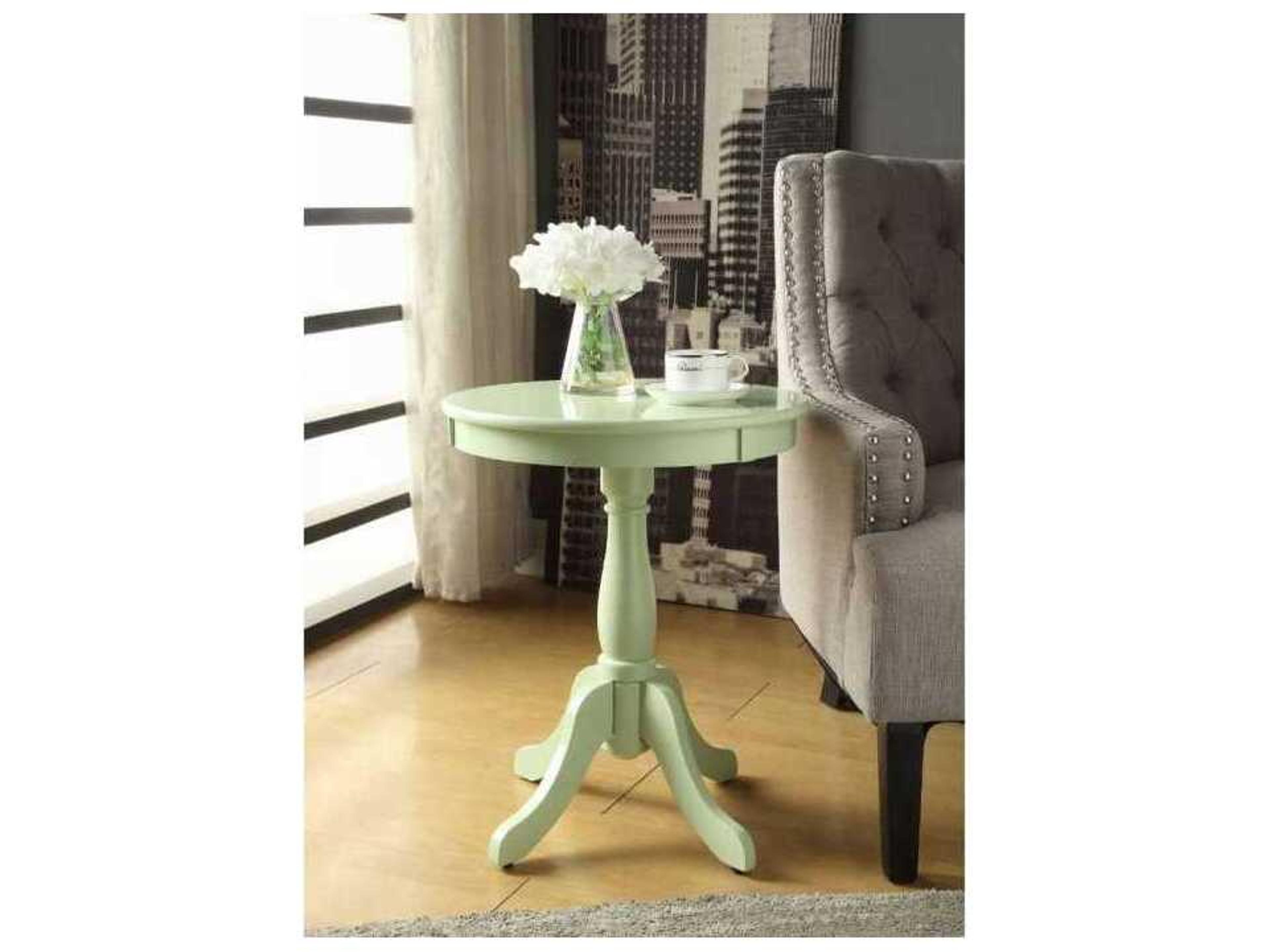 Acme Furniture Alger Round Wood Light Green End Table