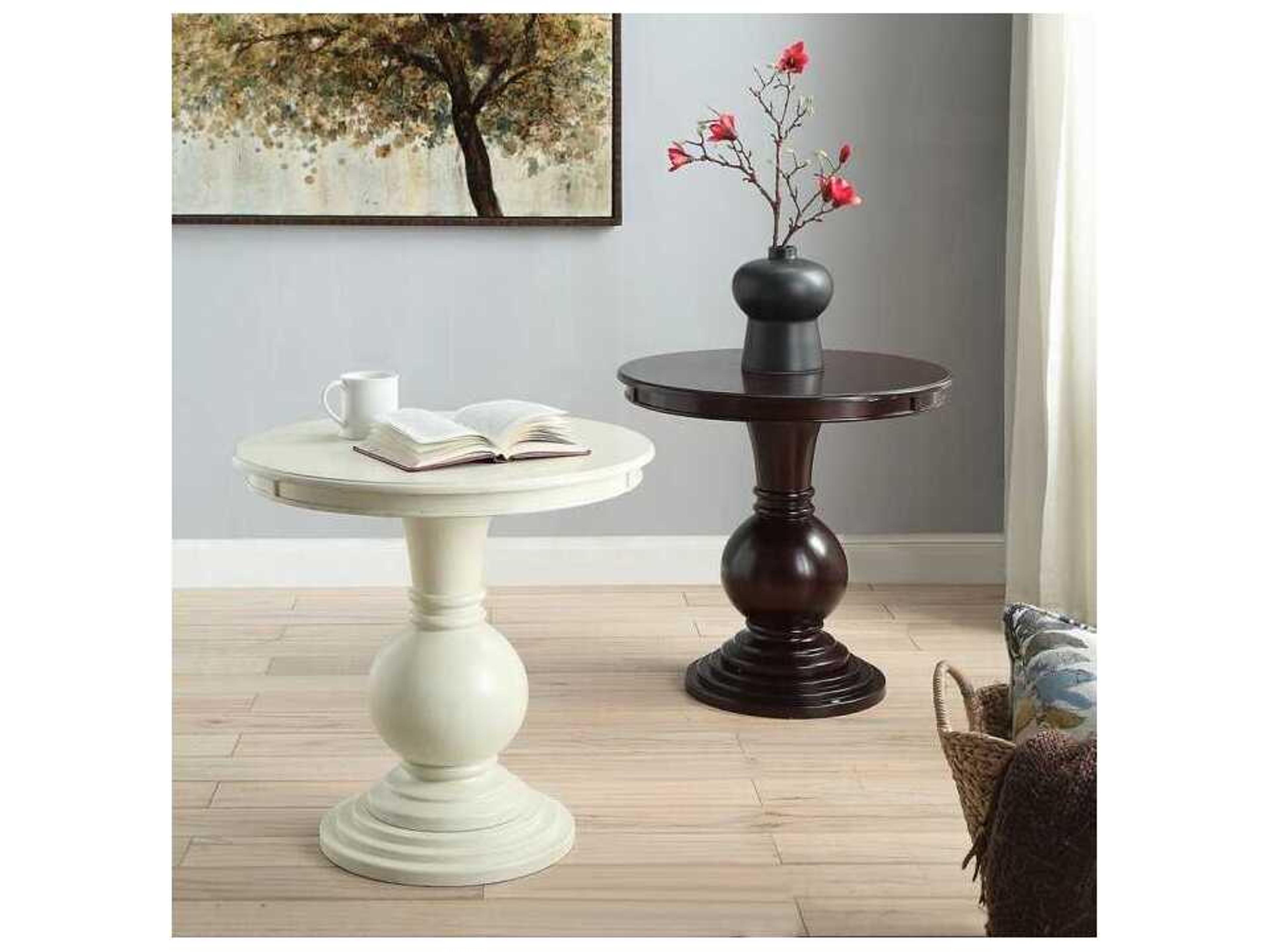 Acme Furniture Alyx Round Wood Antique White End Table