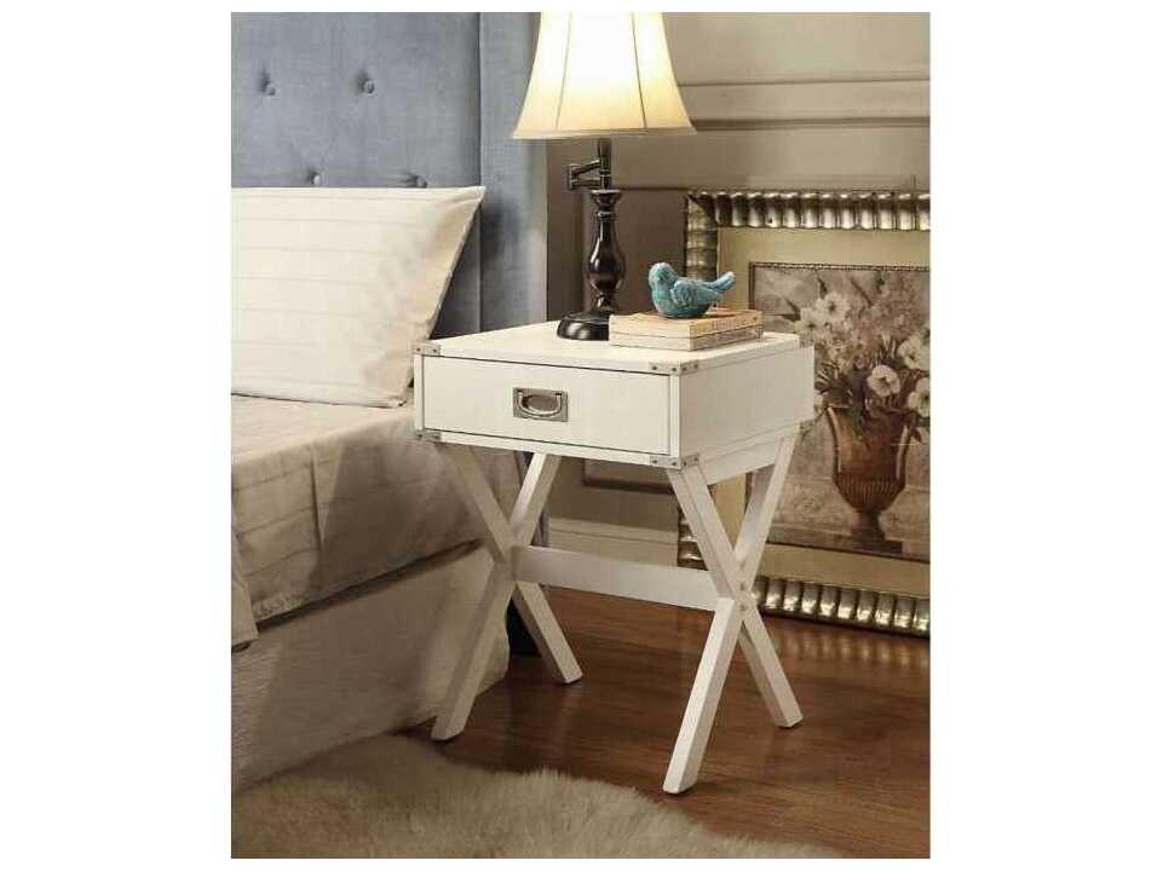 Acme Furniture Babs Square Wood White End Table