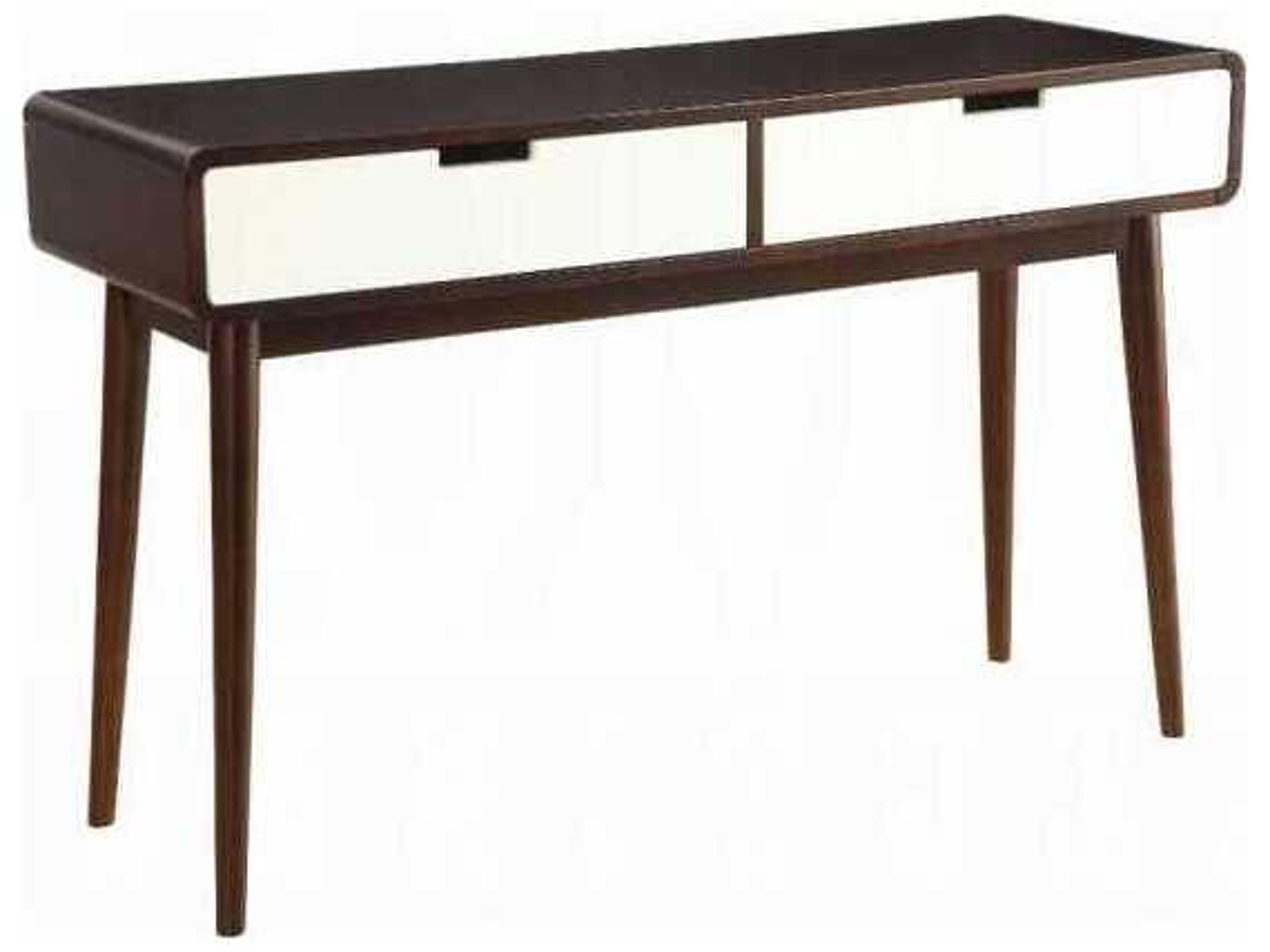 Rectangular Wood Espresso White Console Table