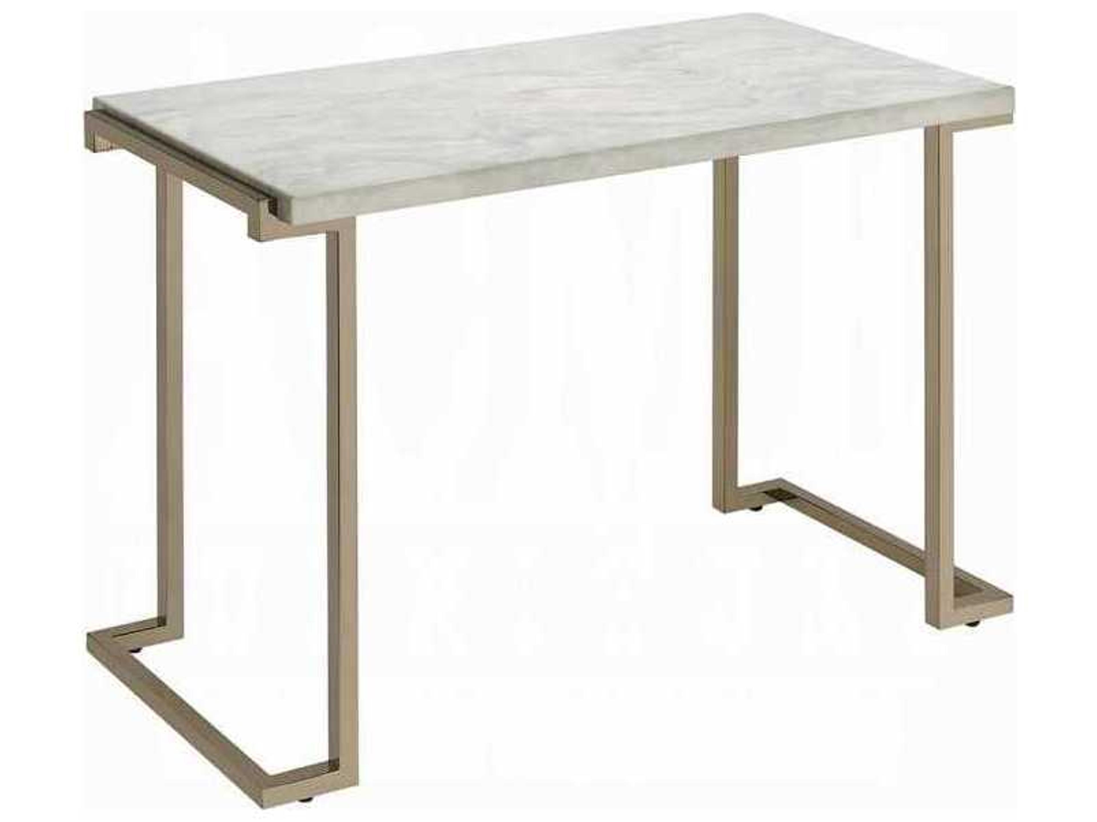 Acme Furniture Rectangular Faux Marble Engineered Stone Top Champagne Console Table