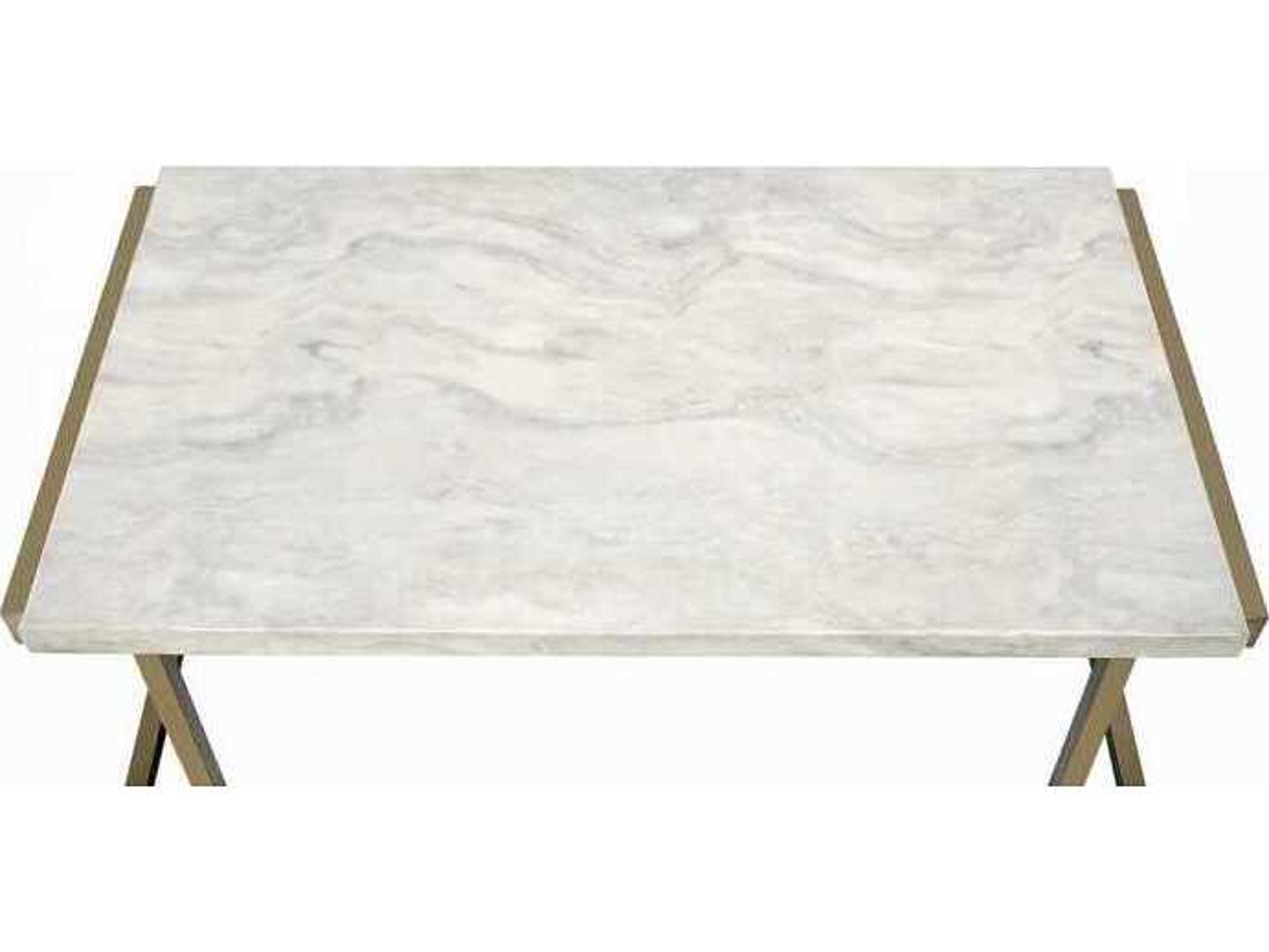 Acme Furniture Rectangular Faux Marble Engineered Stone Top Champagne Console Table