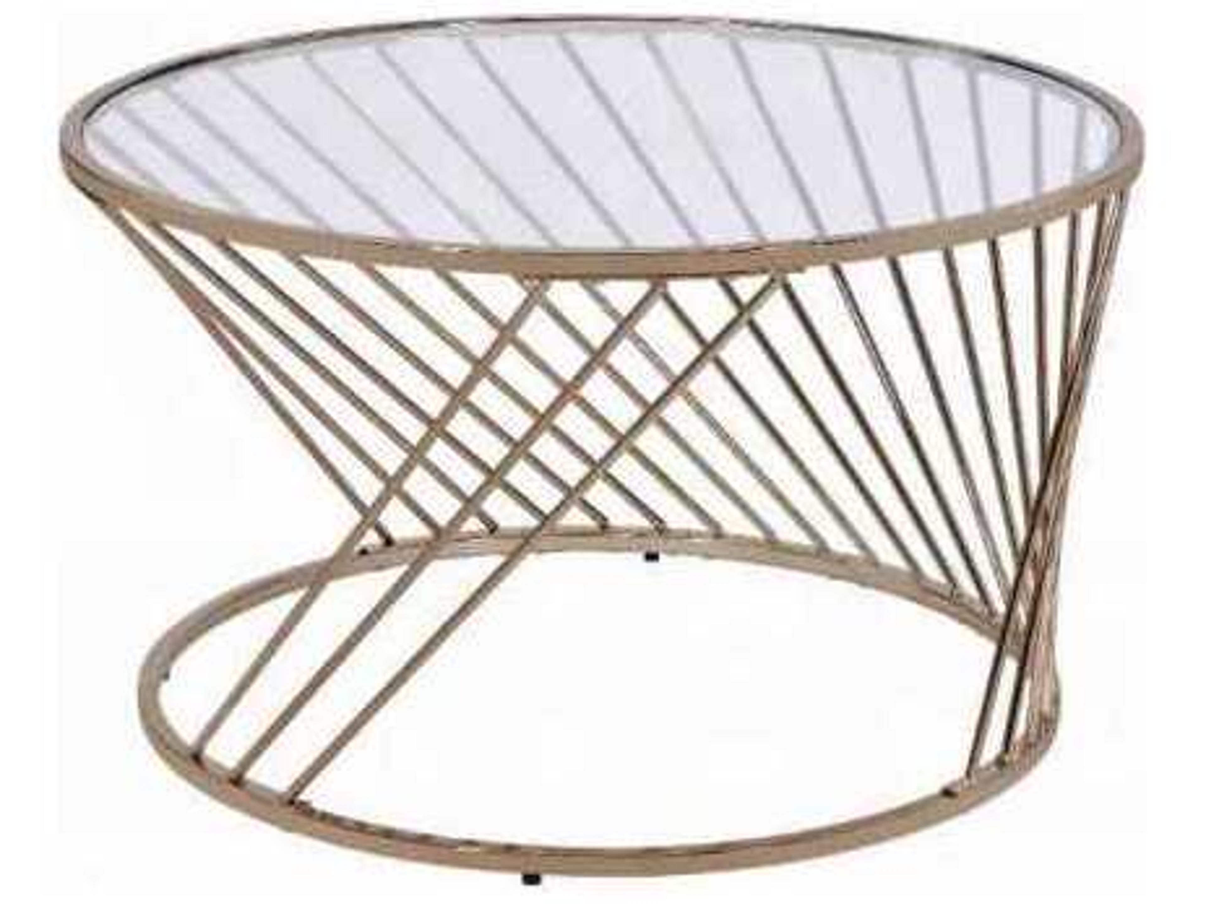 Acme Furniture Round Glass Champagne Coffee Table