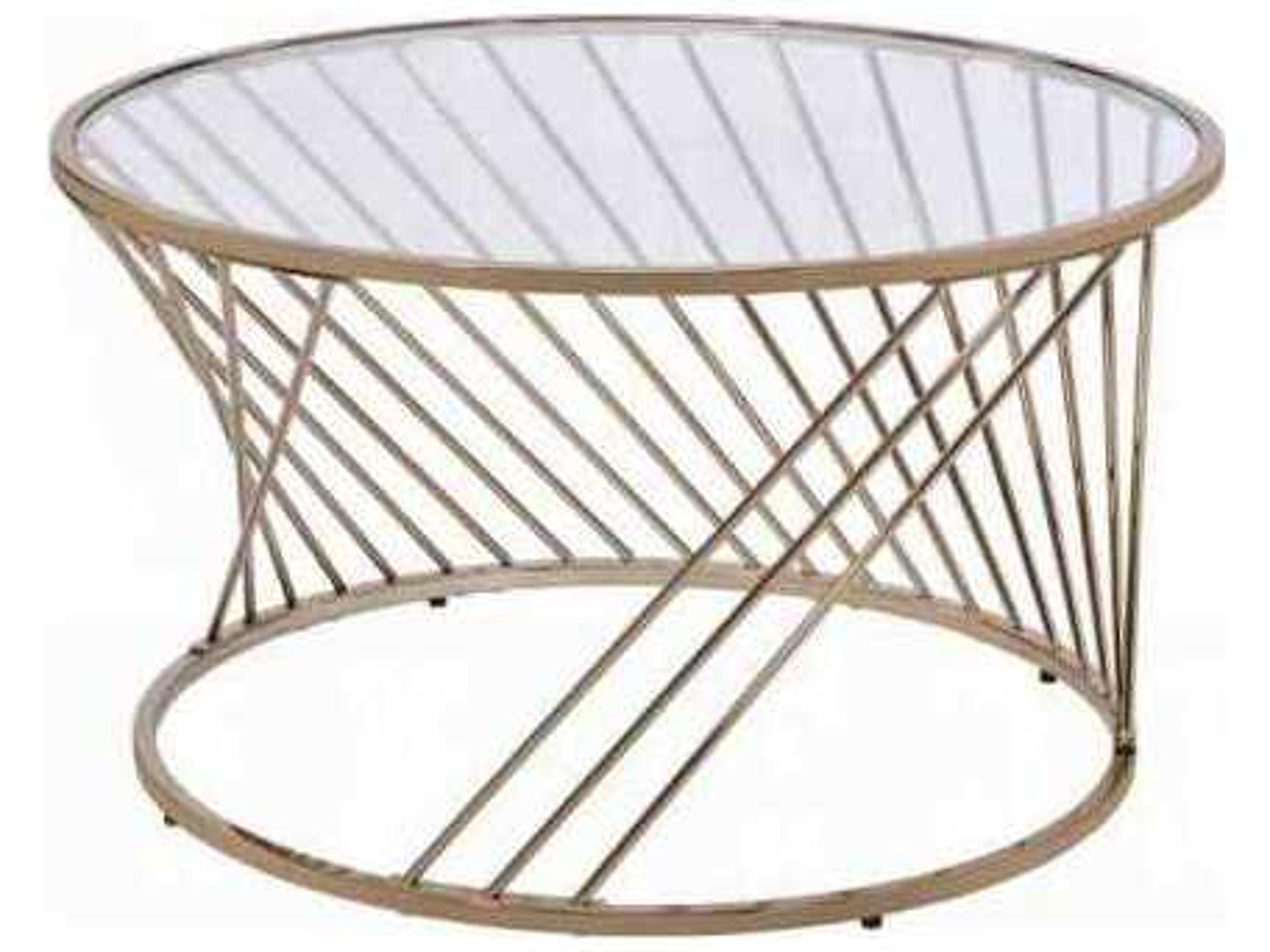 Acme Furniture Round Glass Champagne Coffee Table