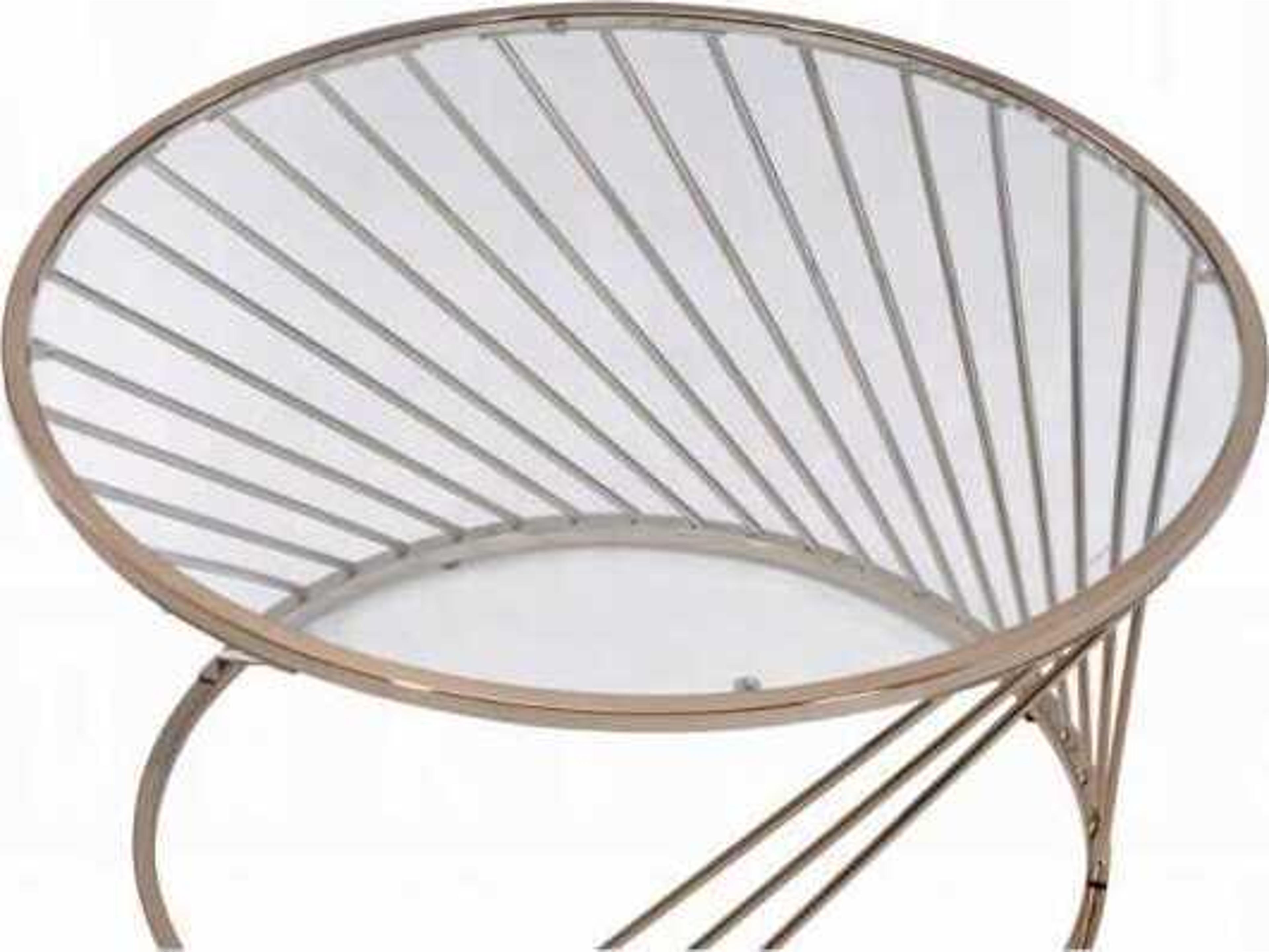 Acme Furniture Round Glass Champagne Coffee Table