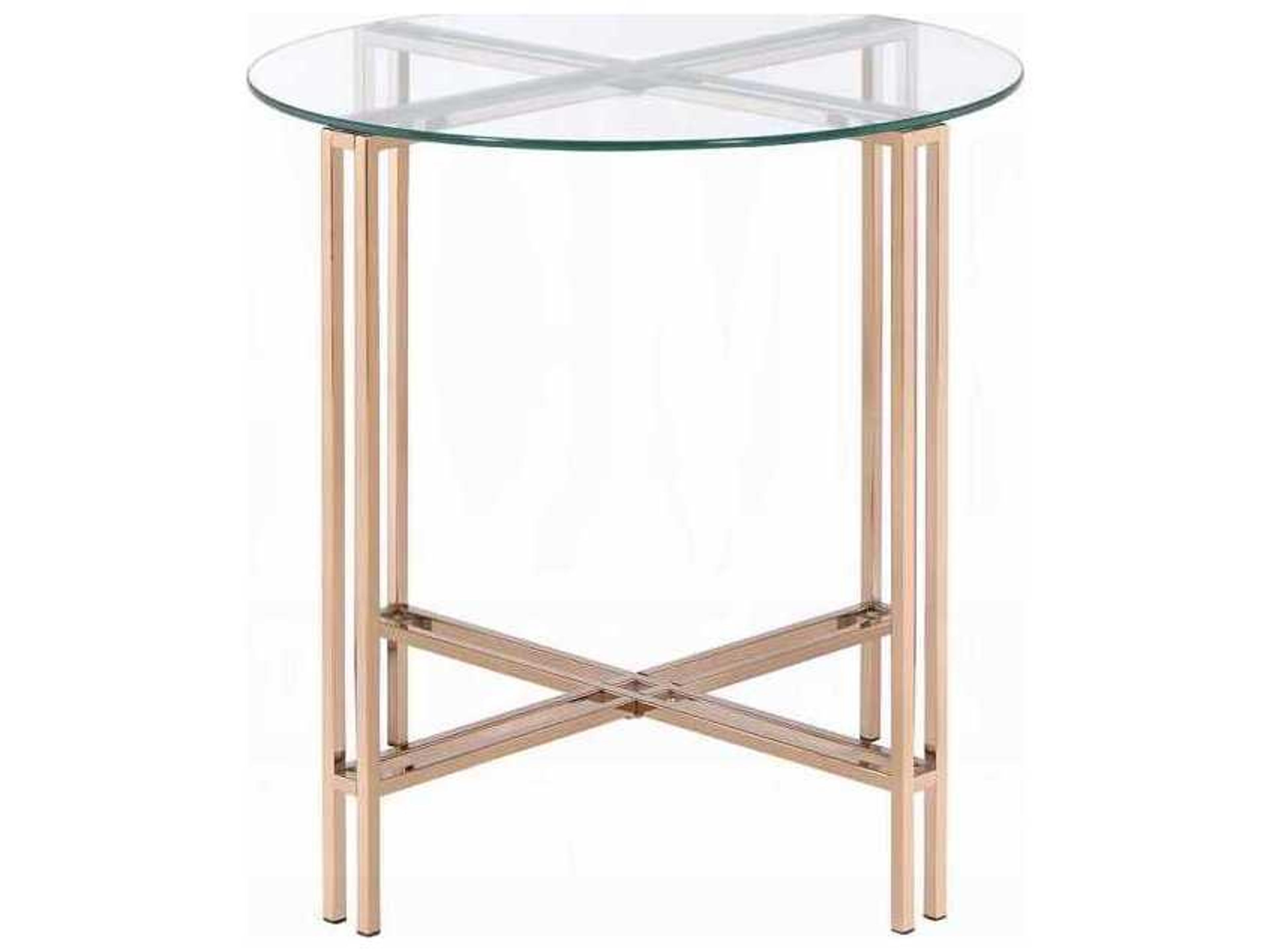 Acme Furniture Round Glass Champagne End Table