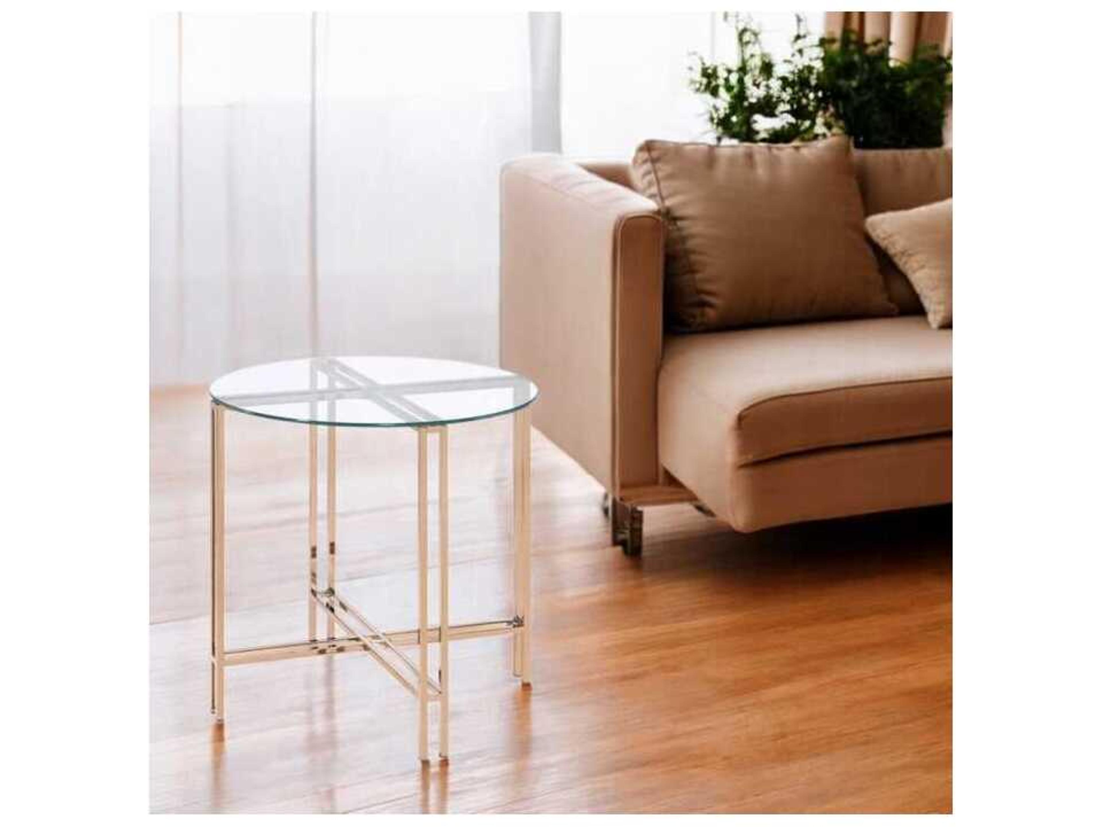 Acme Furniture Round Glass Champagne End Table