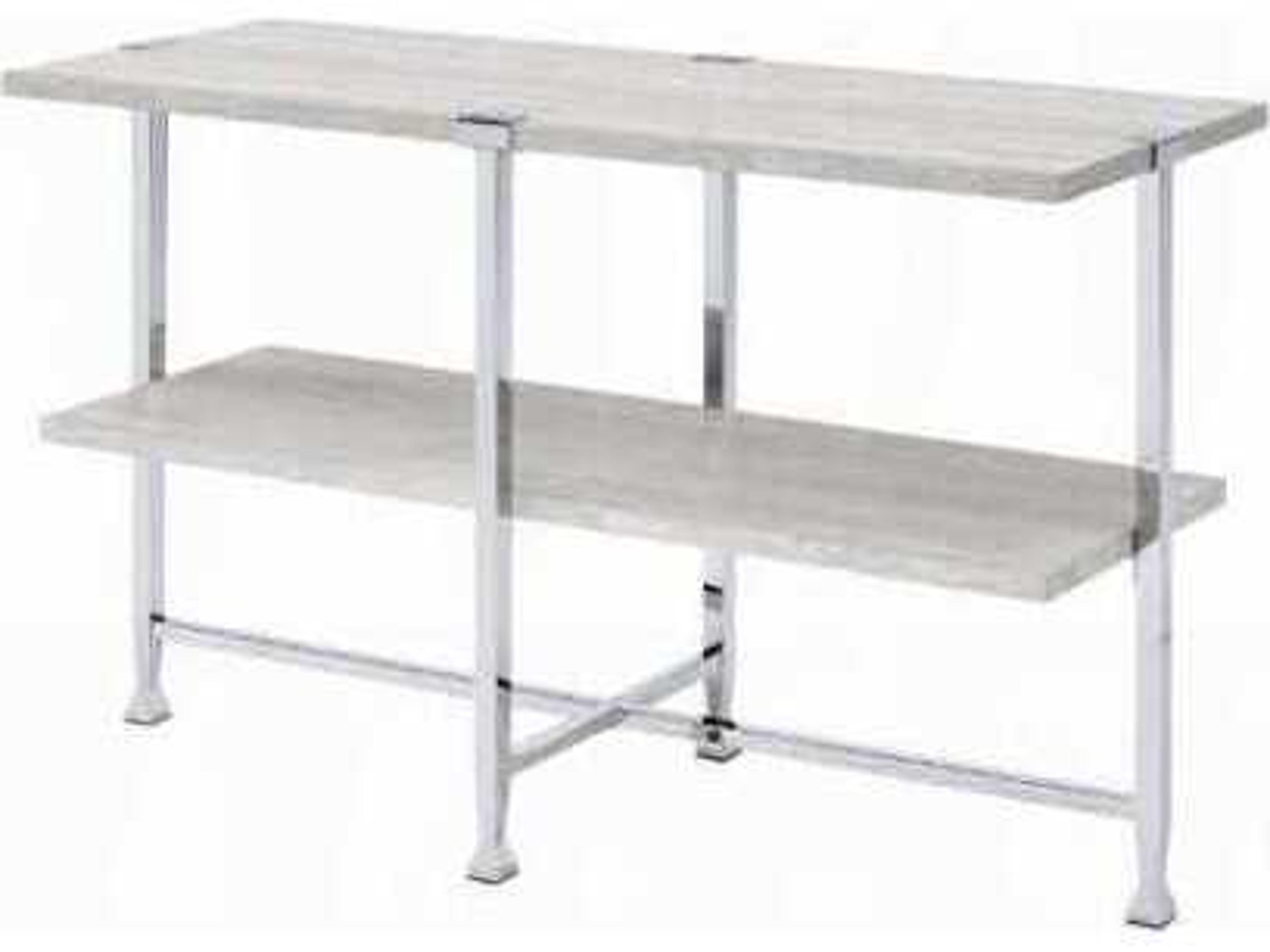 Brecon Rectangular Wood White Oak Chrome Console Table