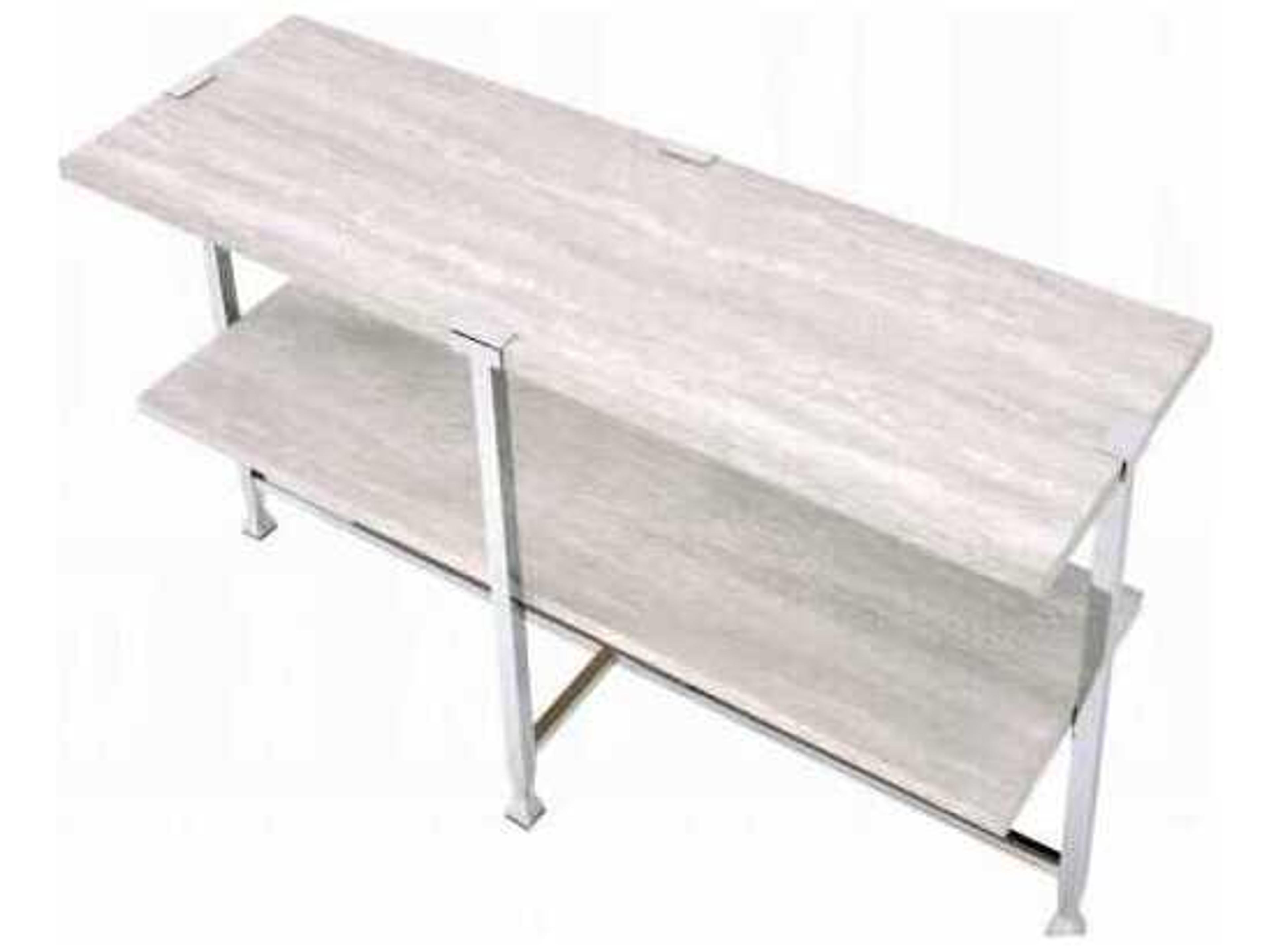 Acme Furniture Brecon Rectangular Wood White Oak Chrome Console Table