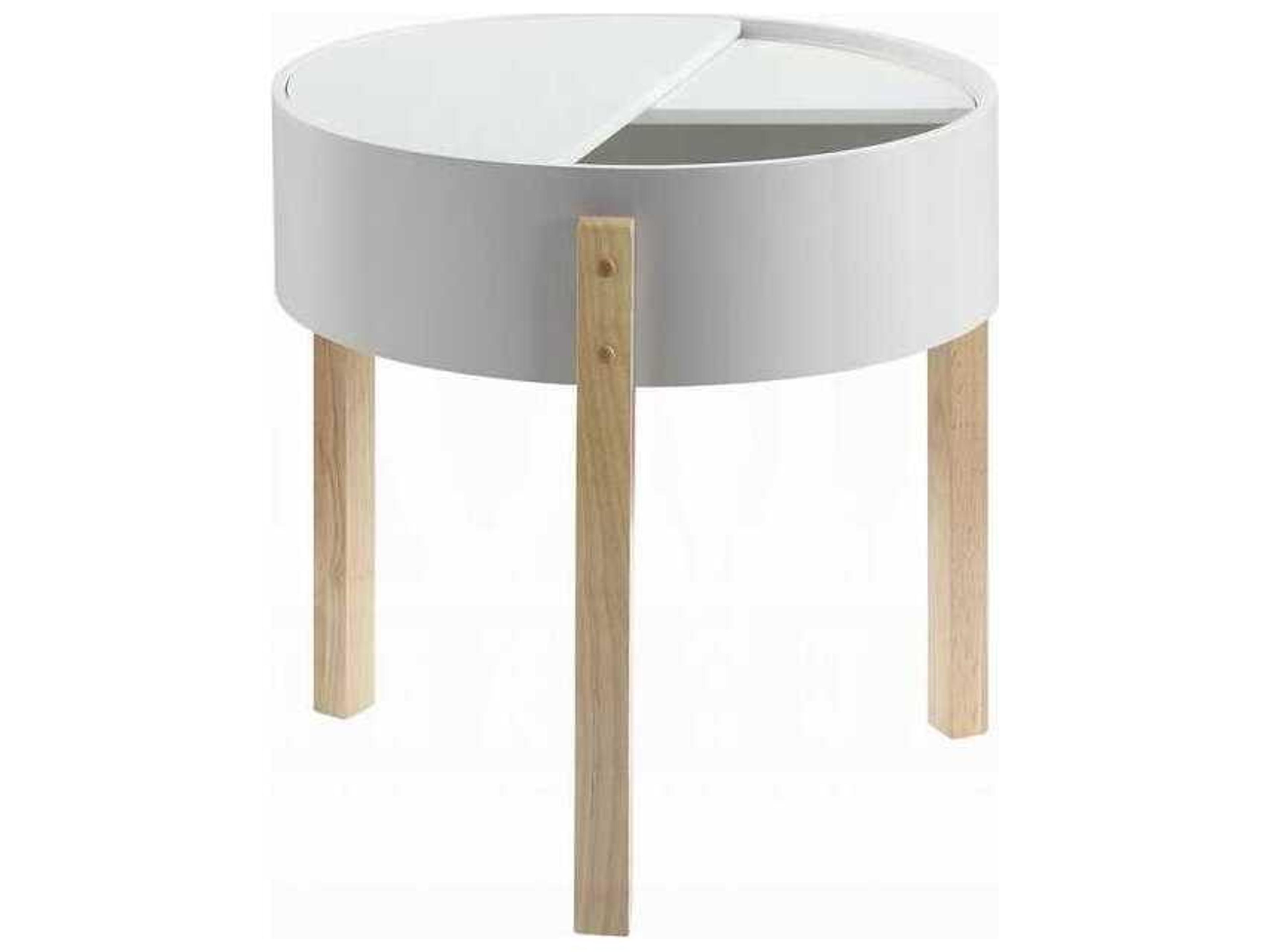 Acme Furniture Round Wood White Natural End Table