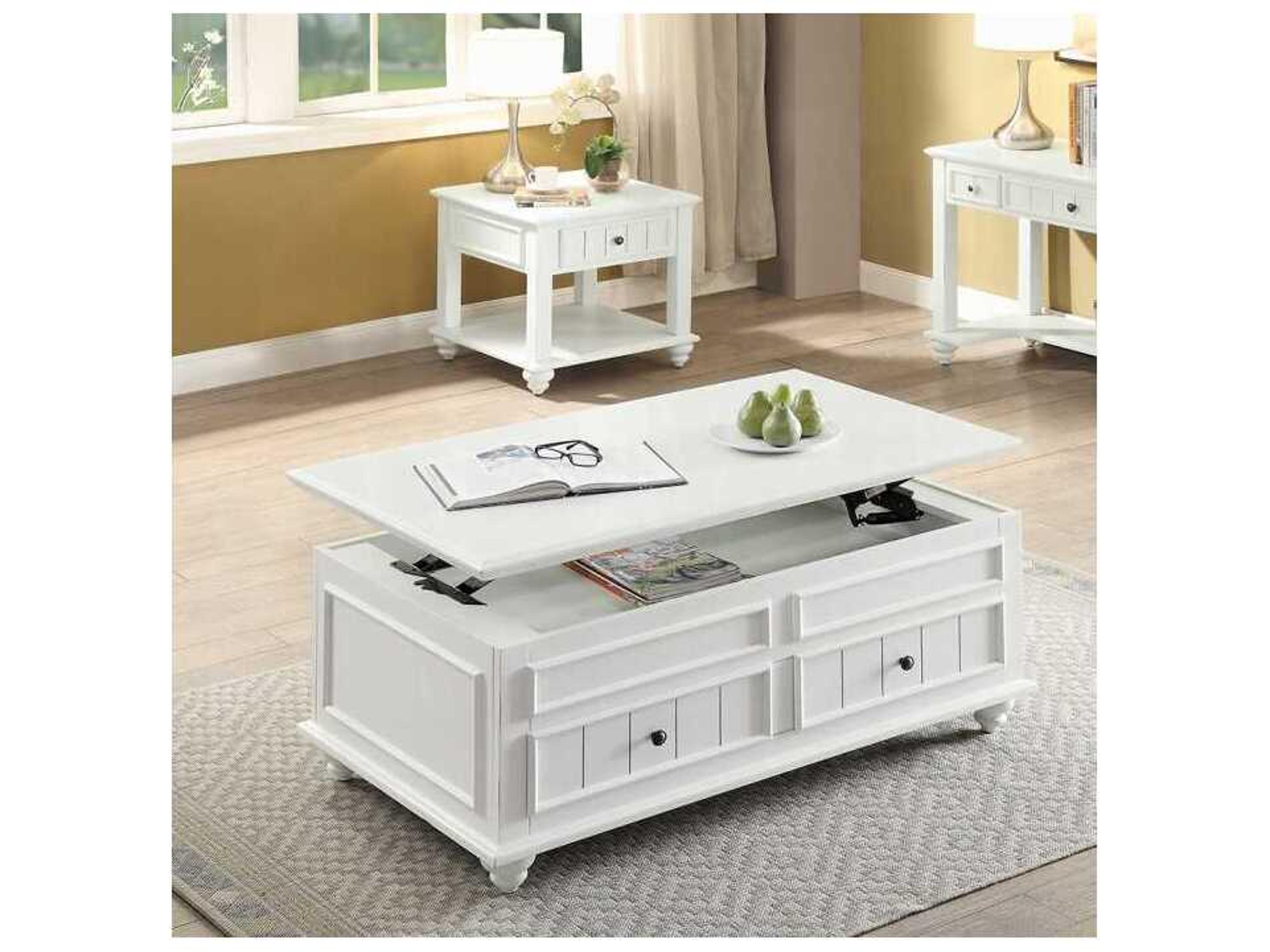 Acme Furniture Natesa Rectangular Wood White Washed Coffee Table