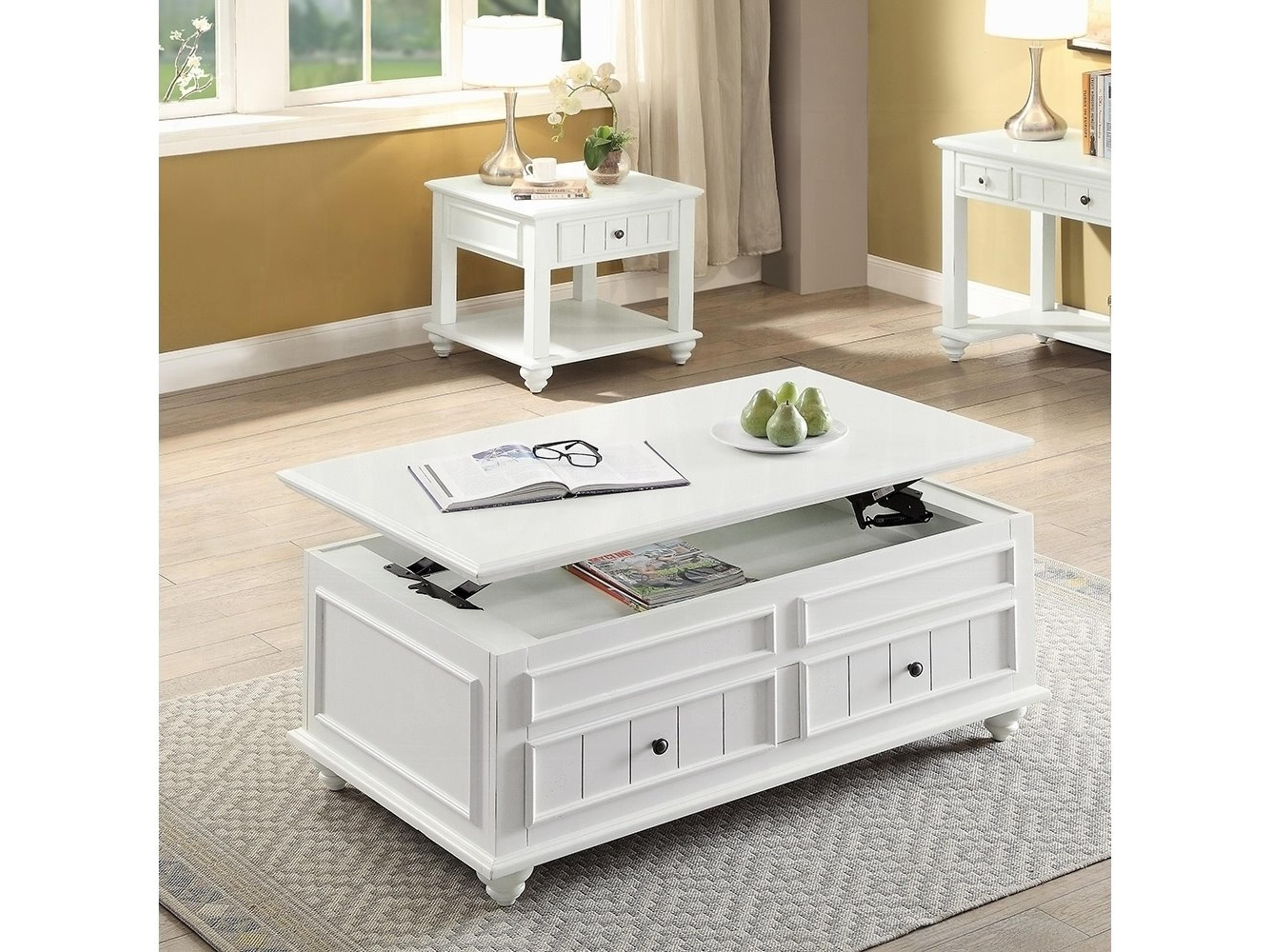 Acme Furniture Natesa Square Wood White Washed End Table