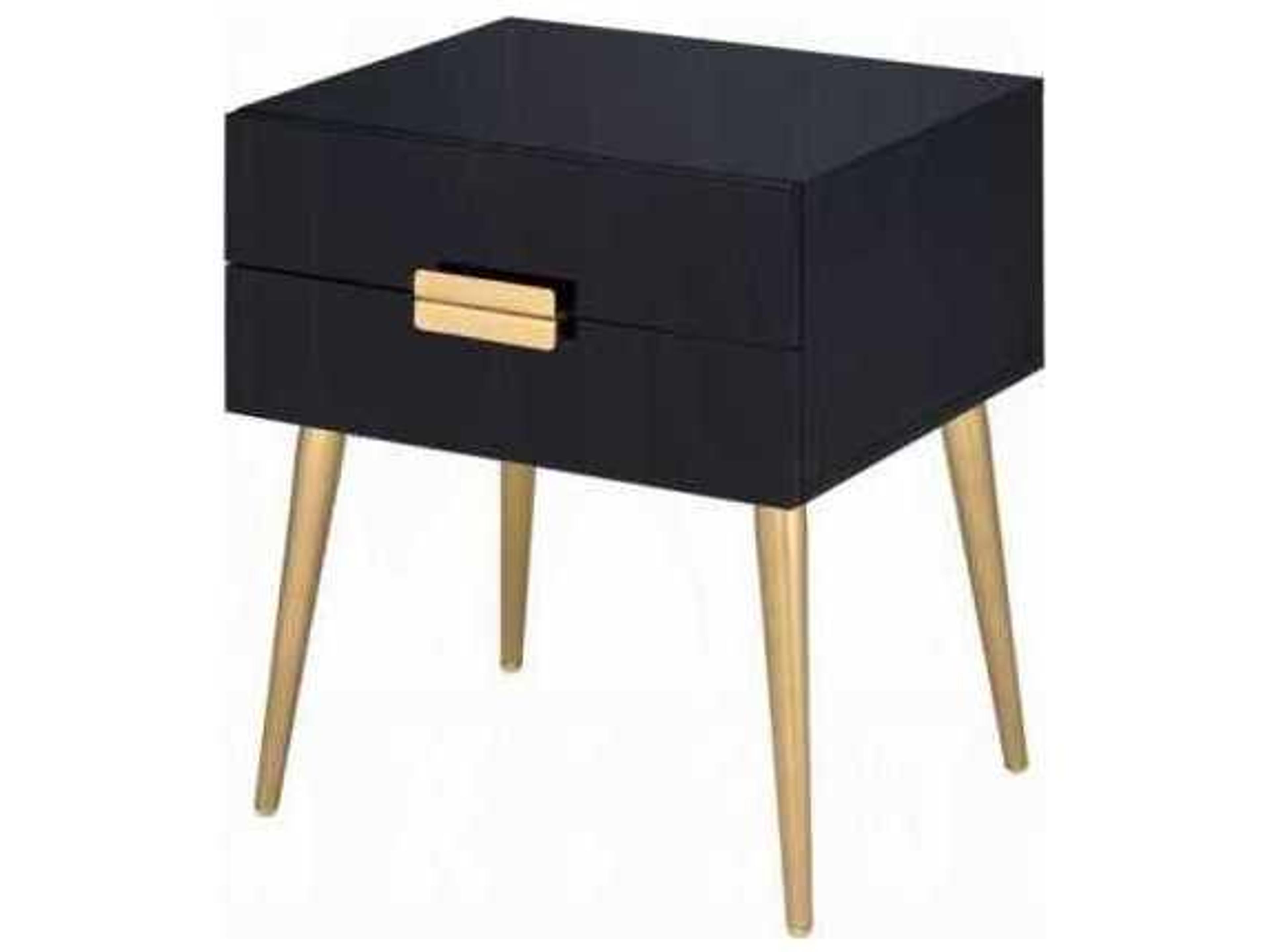 Denvor Rectangular Wood Black Gold End Table