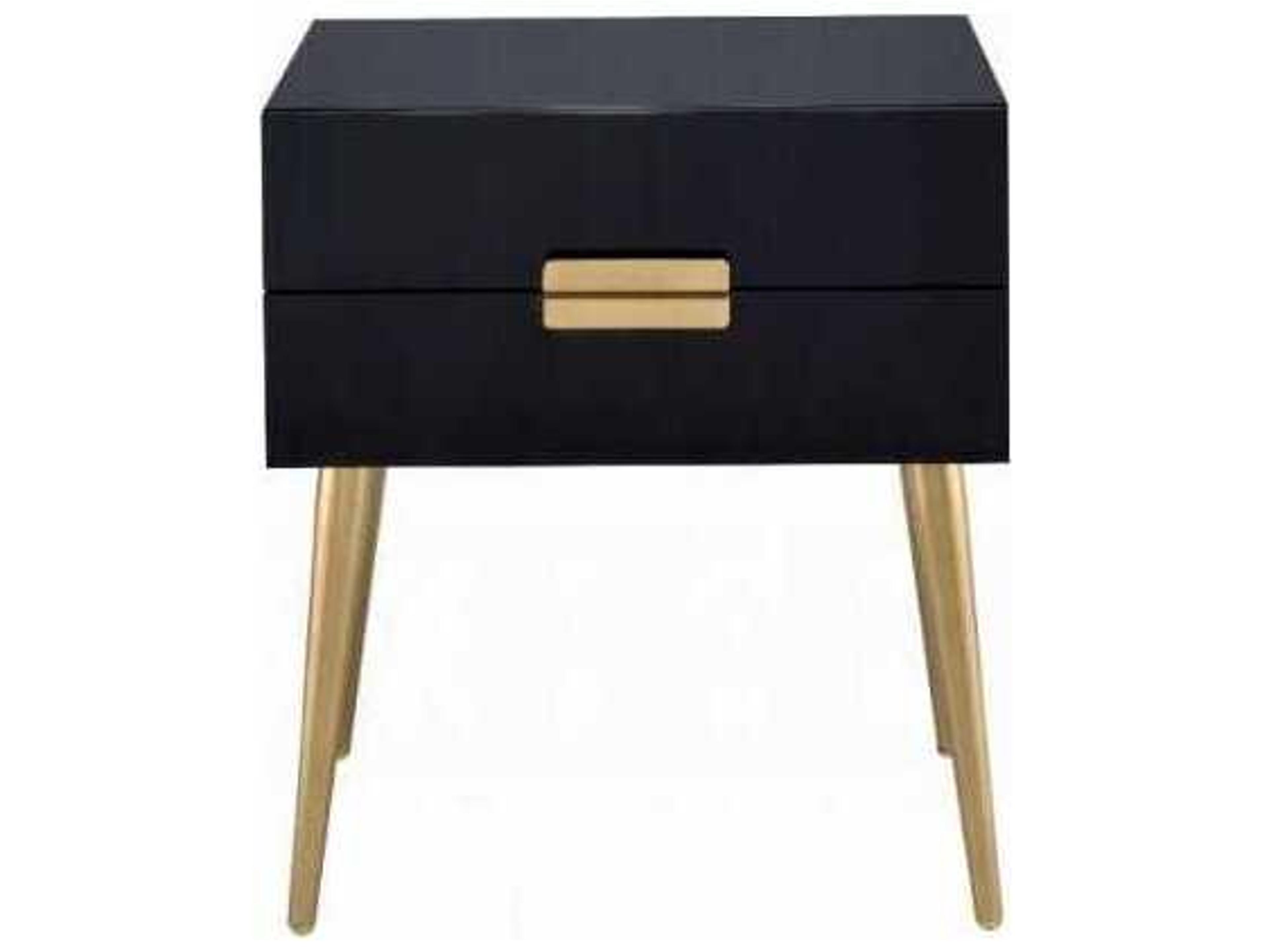 Acme Furniture Denvor Rectangular Wood Black Gold End Table