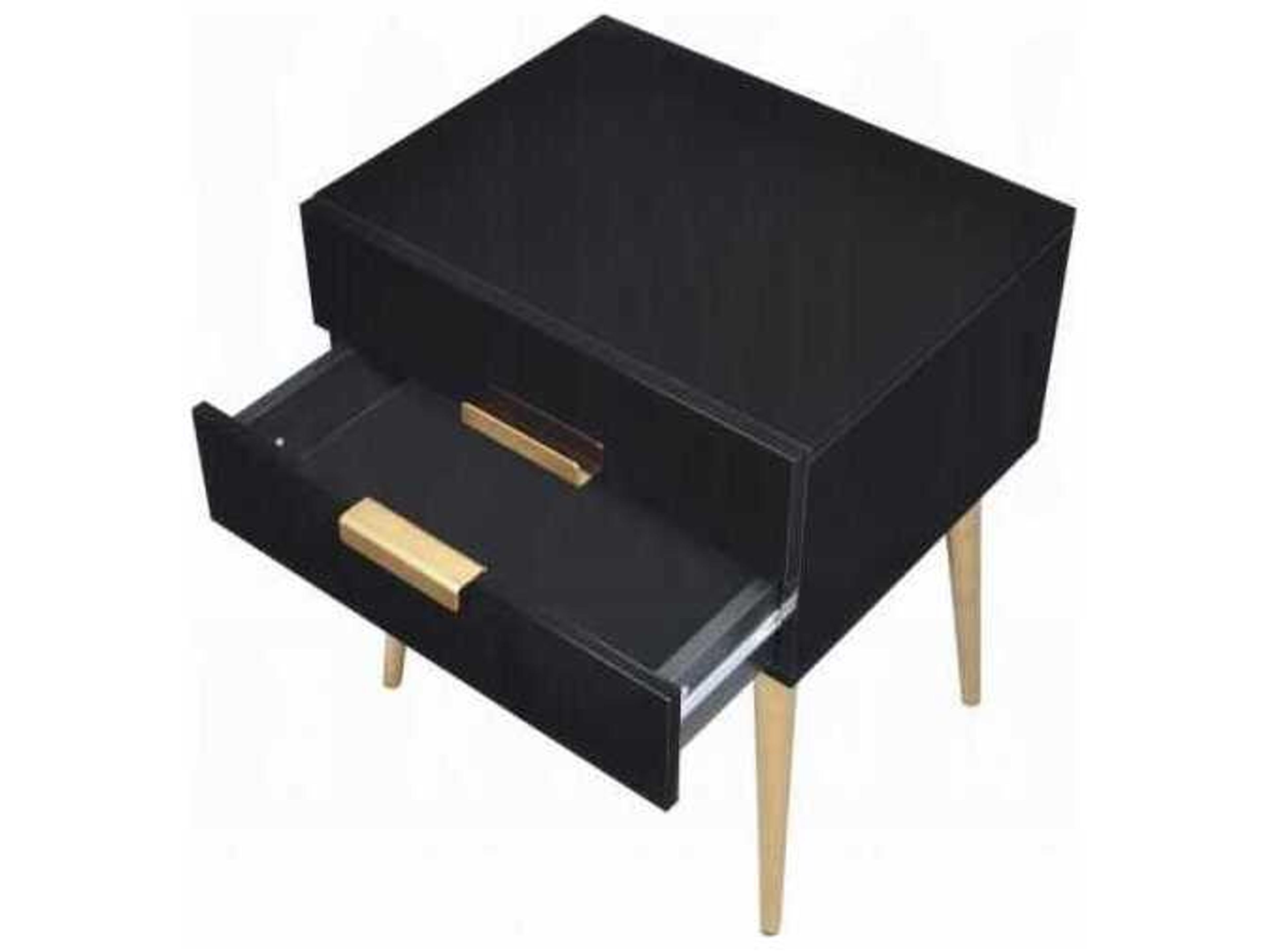 Acme Furniture Denvor Rectangular Wood Black Gold End Table
