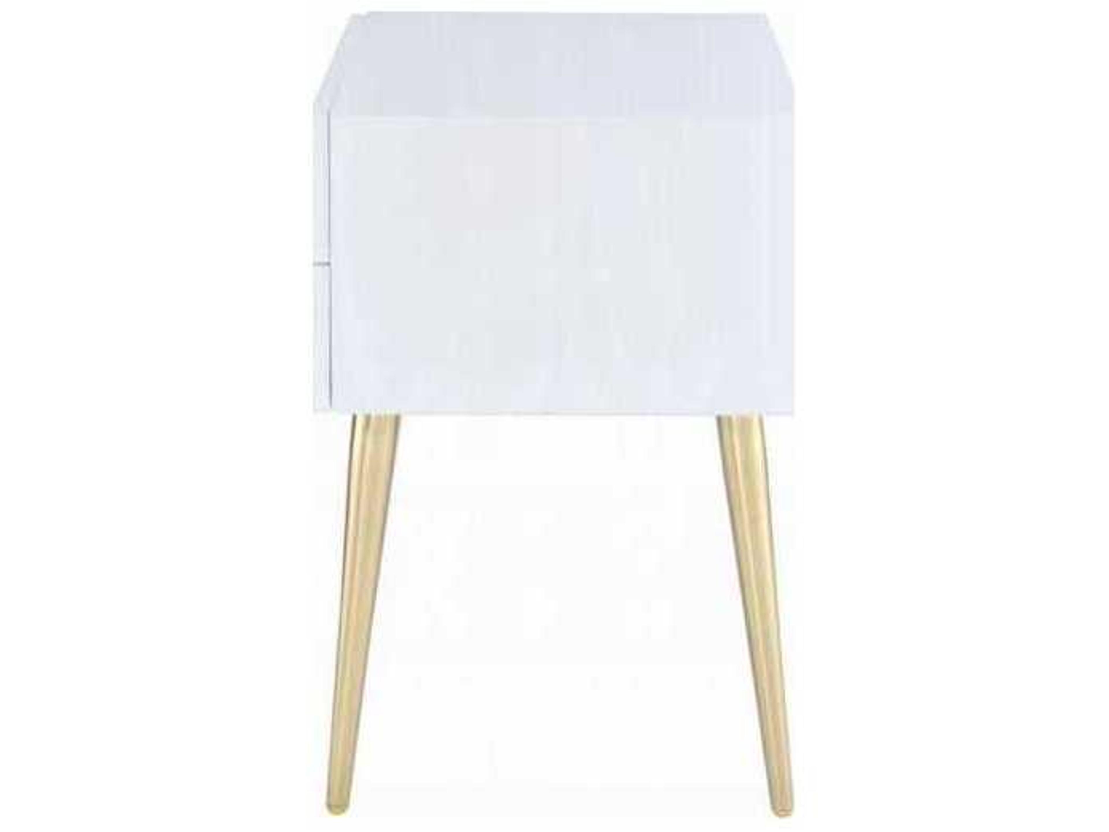 Acme Furniture Denvor Rectangular Wood White Gold End Table