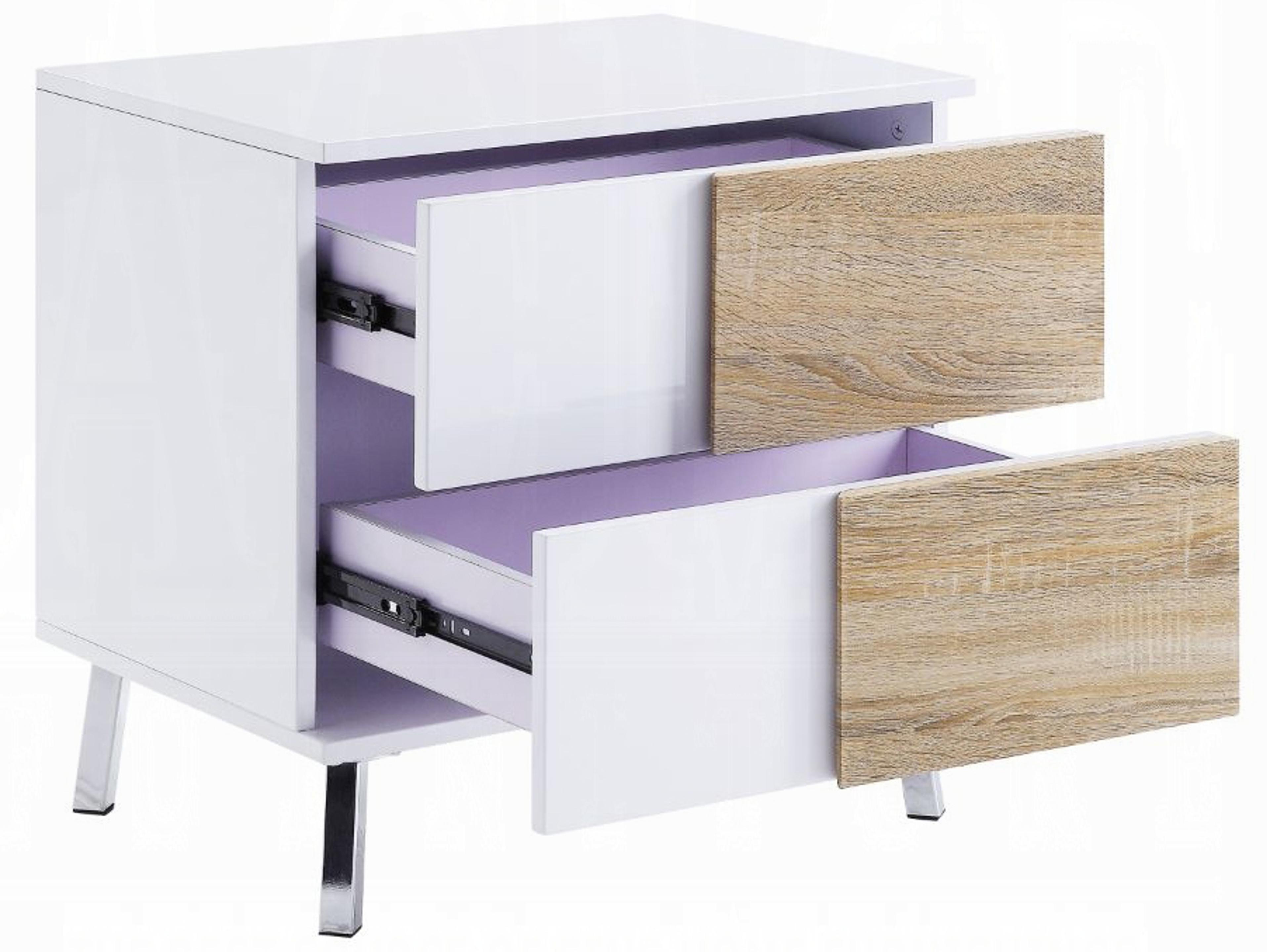 Acme Furniture Verux Rectangular Wood White High Gloss End Table