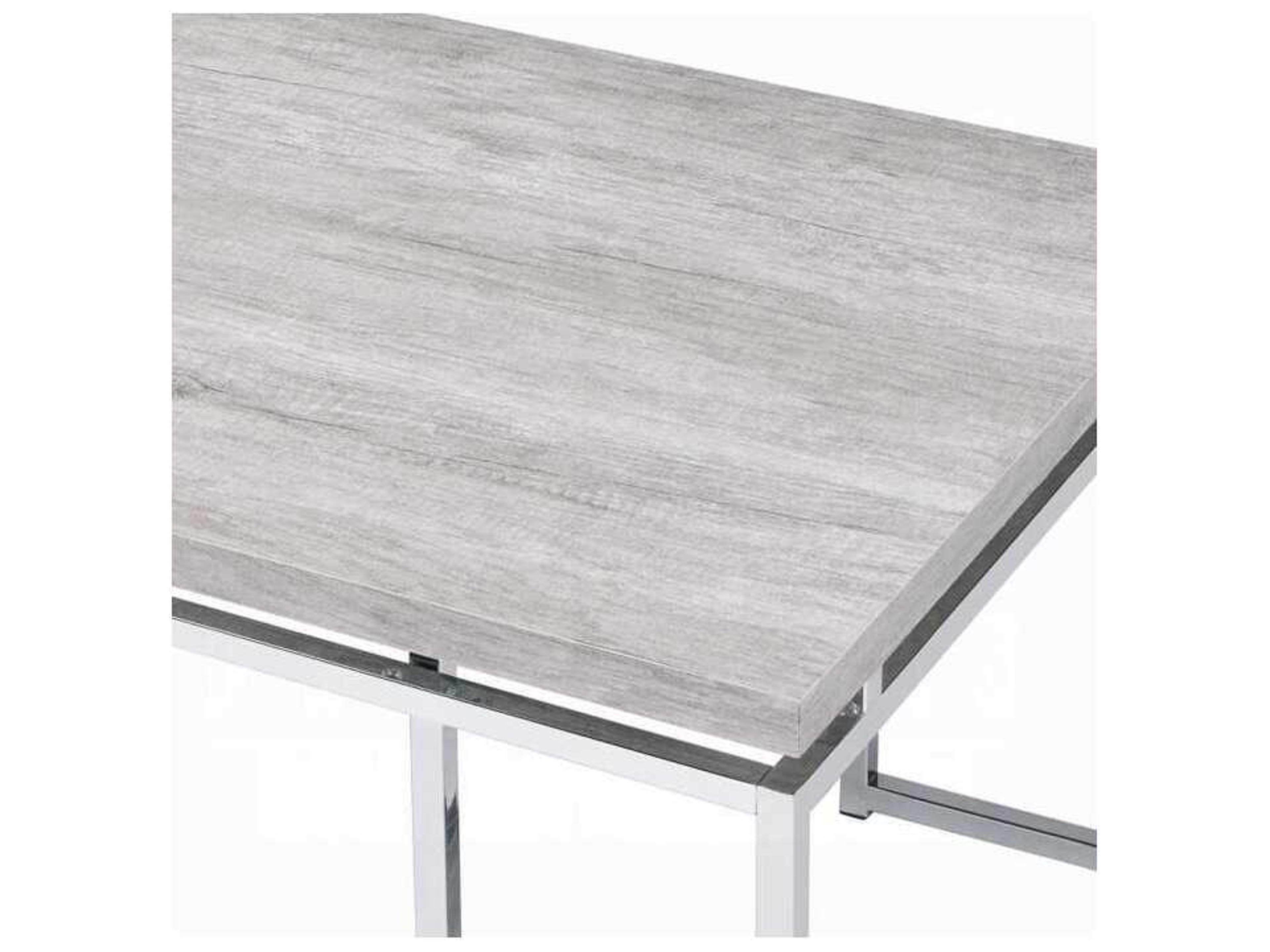 Acme Furniture Chafik Rectangular Wood Natural Oak Chrome Coffee Table