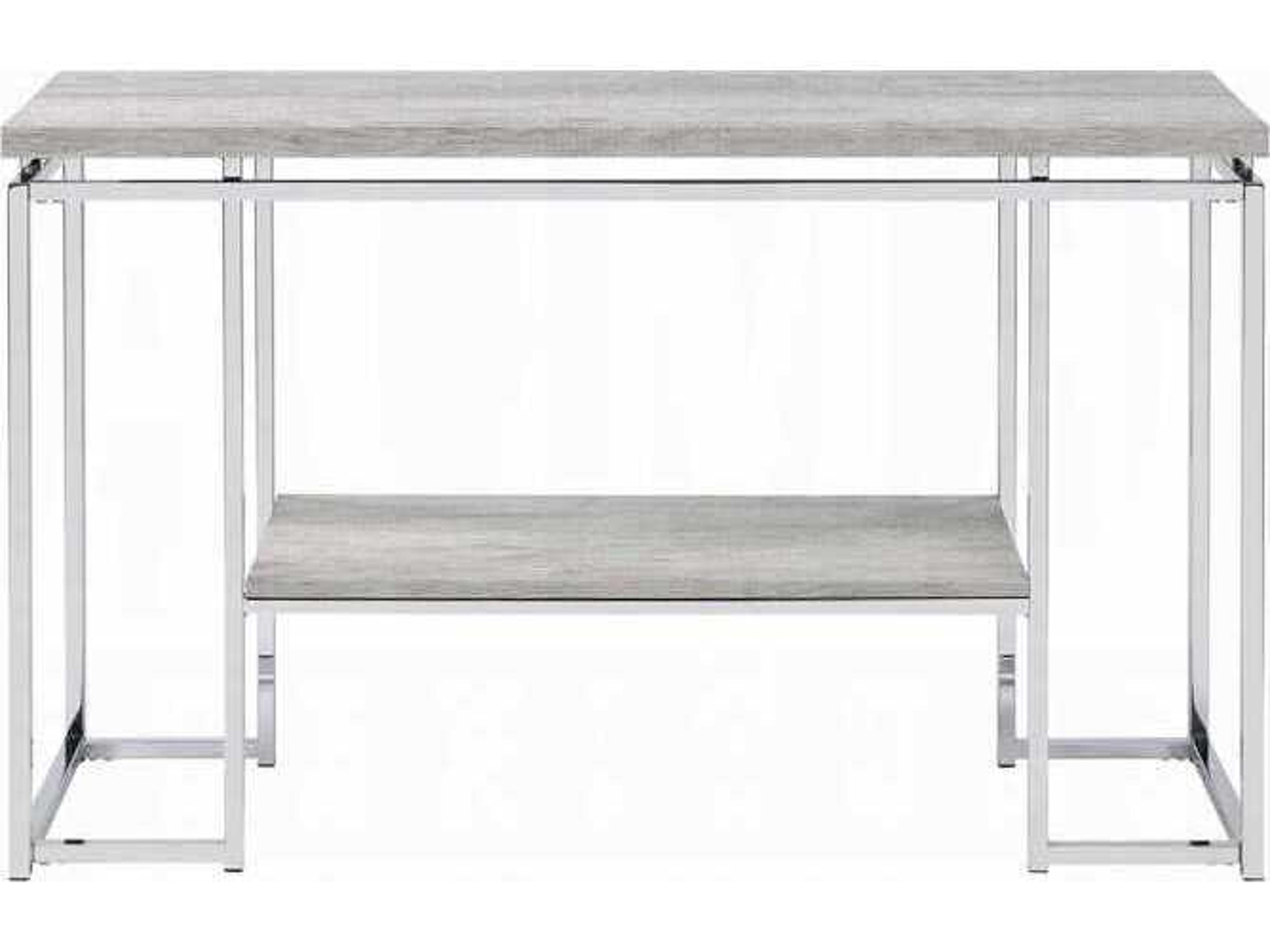 Acme Furniture Chafik Rectangular Wood Natural Oak Chrome Console Table
