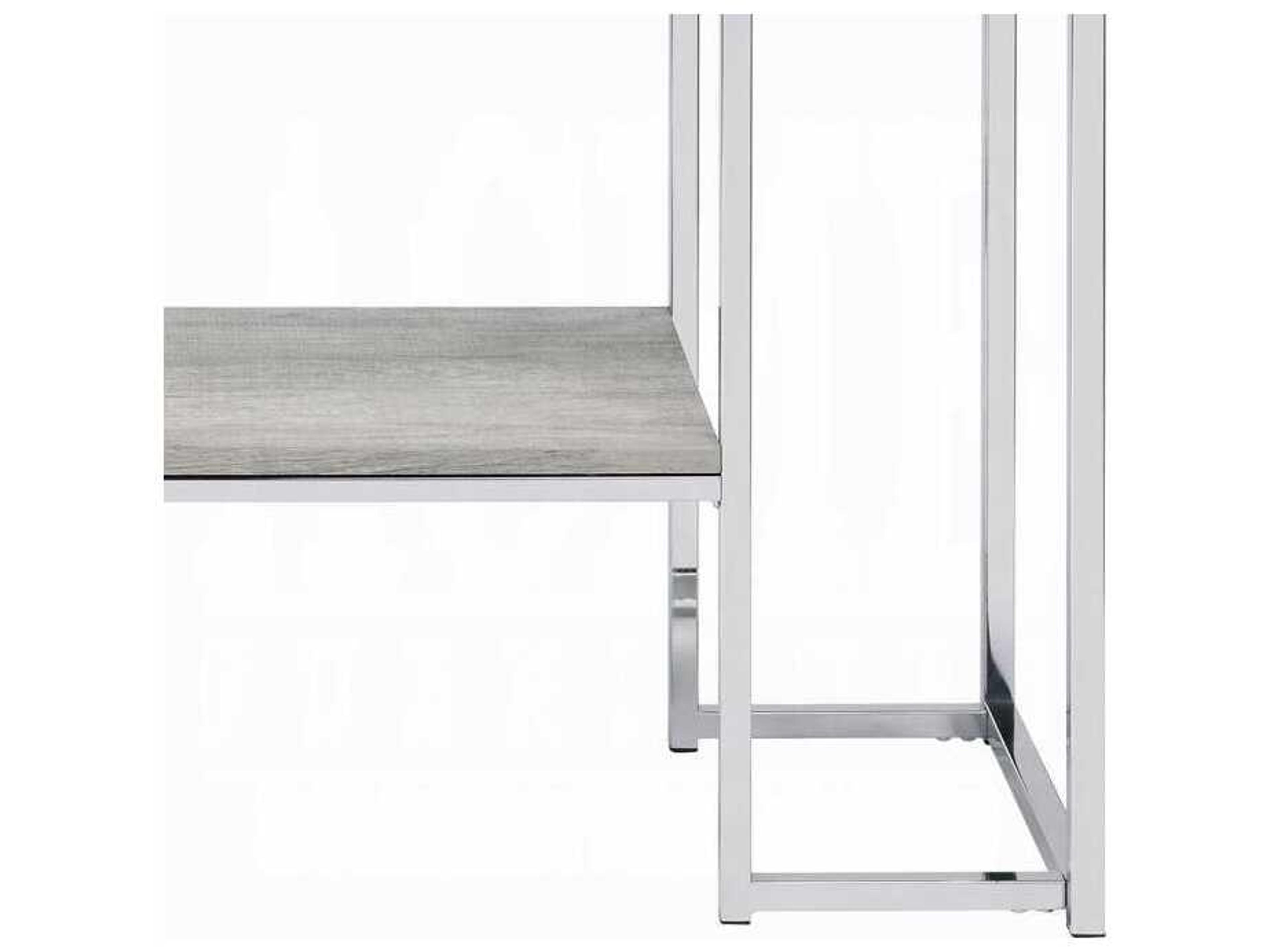 Acme Furniture Chafik Rectangular Wood Natural Oak Chrome Console Table