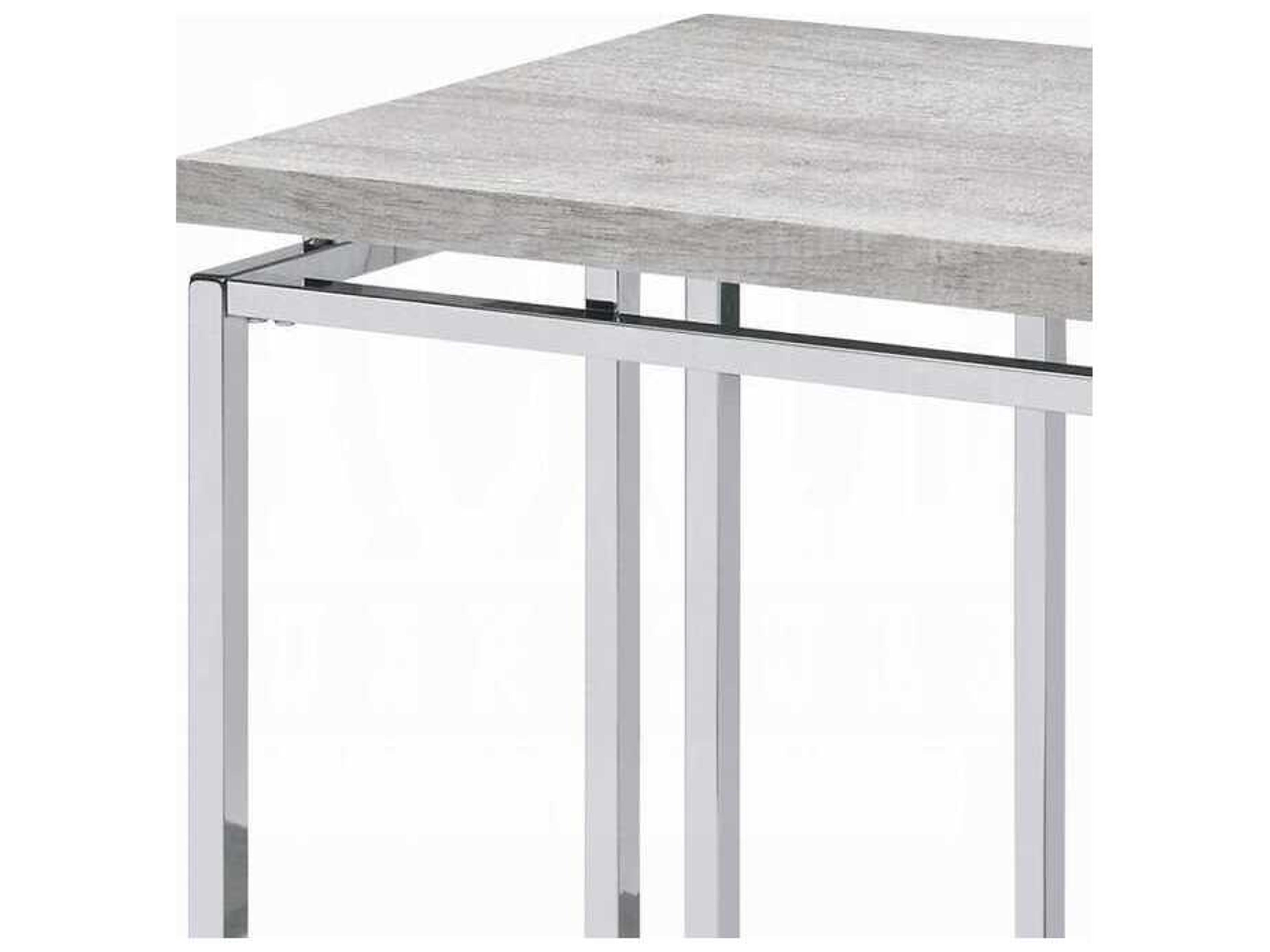 Acme Furniture Chafik Rectangular Wood Natural Oak Chrome Console Table