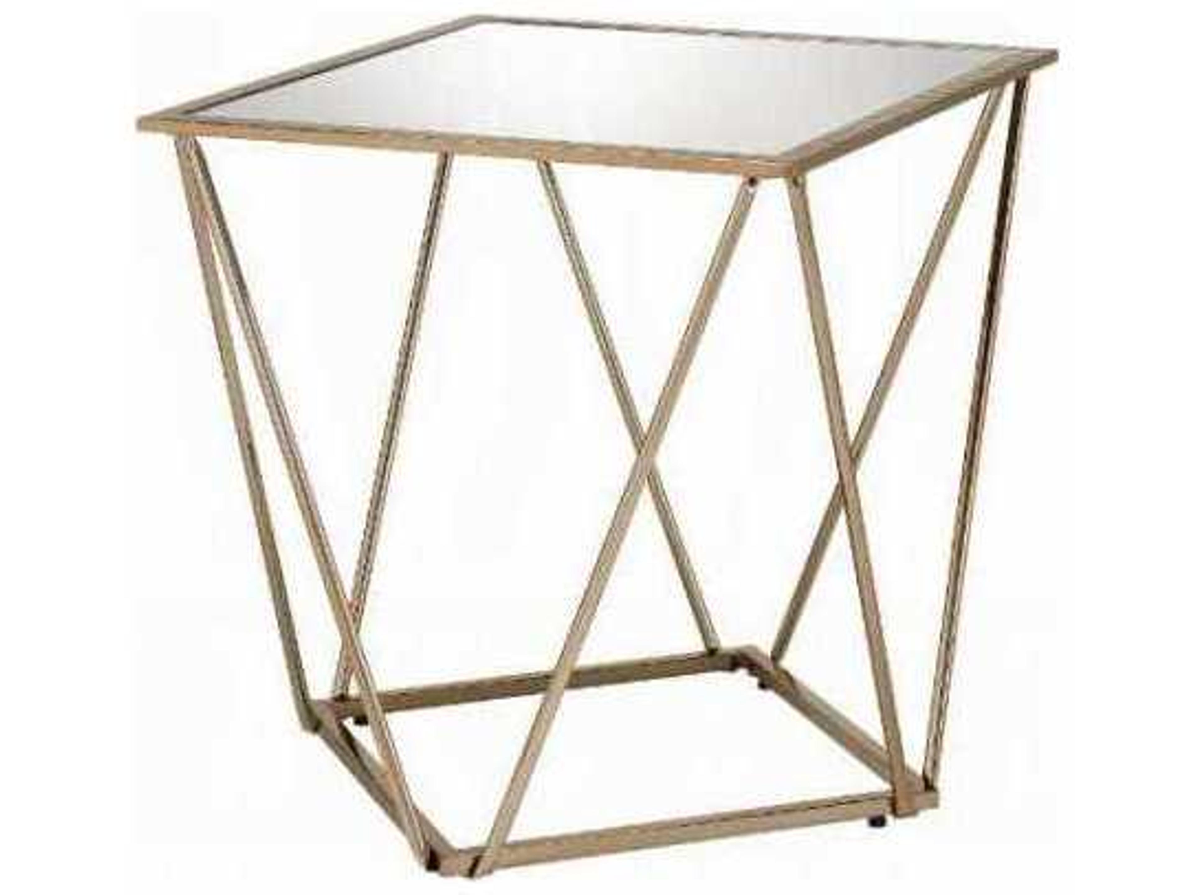 Square Mirrored Champagne Gold End Table