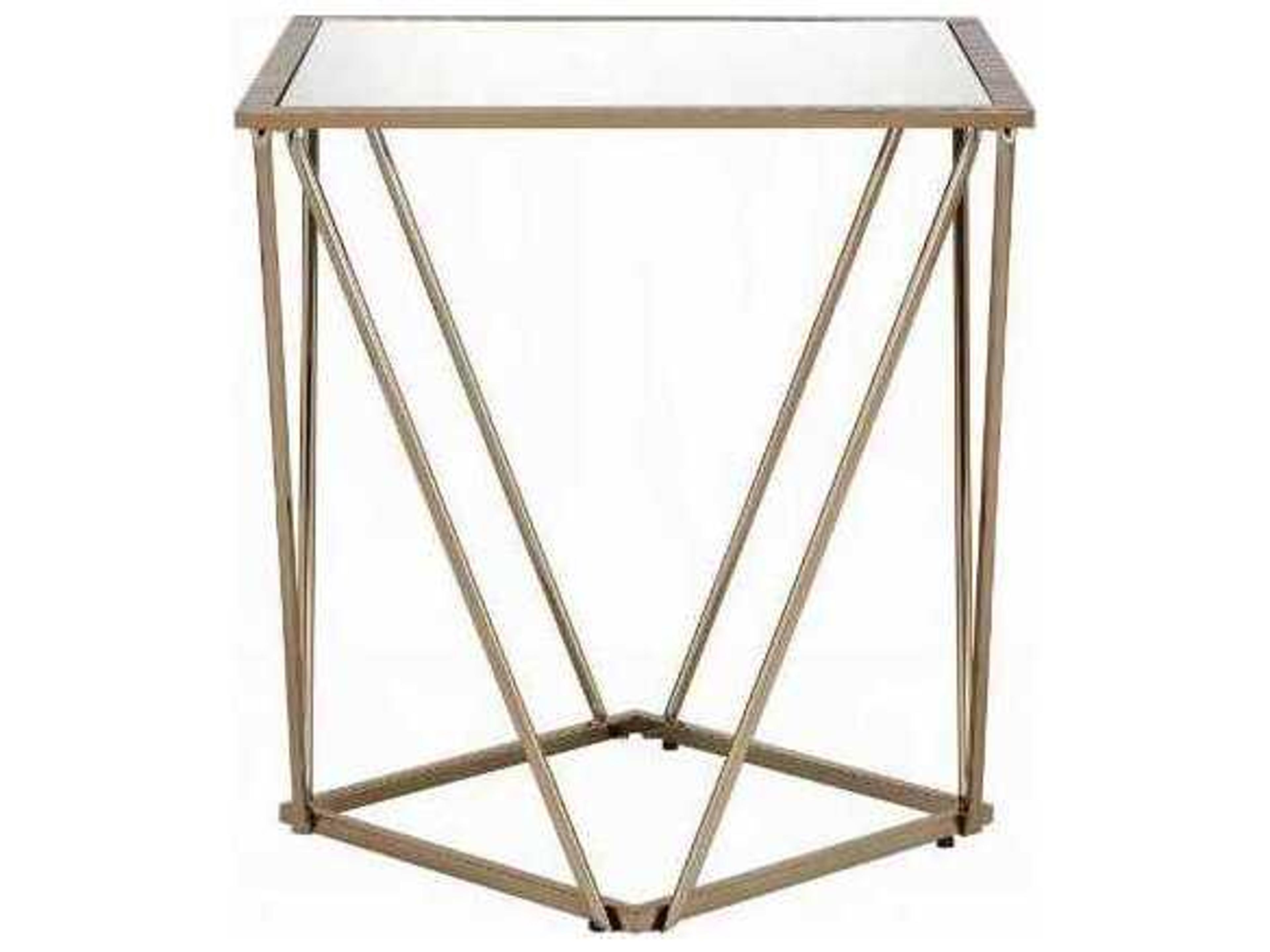 Acme Furniture Square Mirrored Champagne Gold End Table