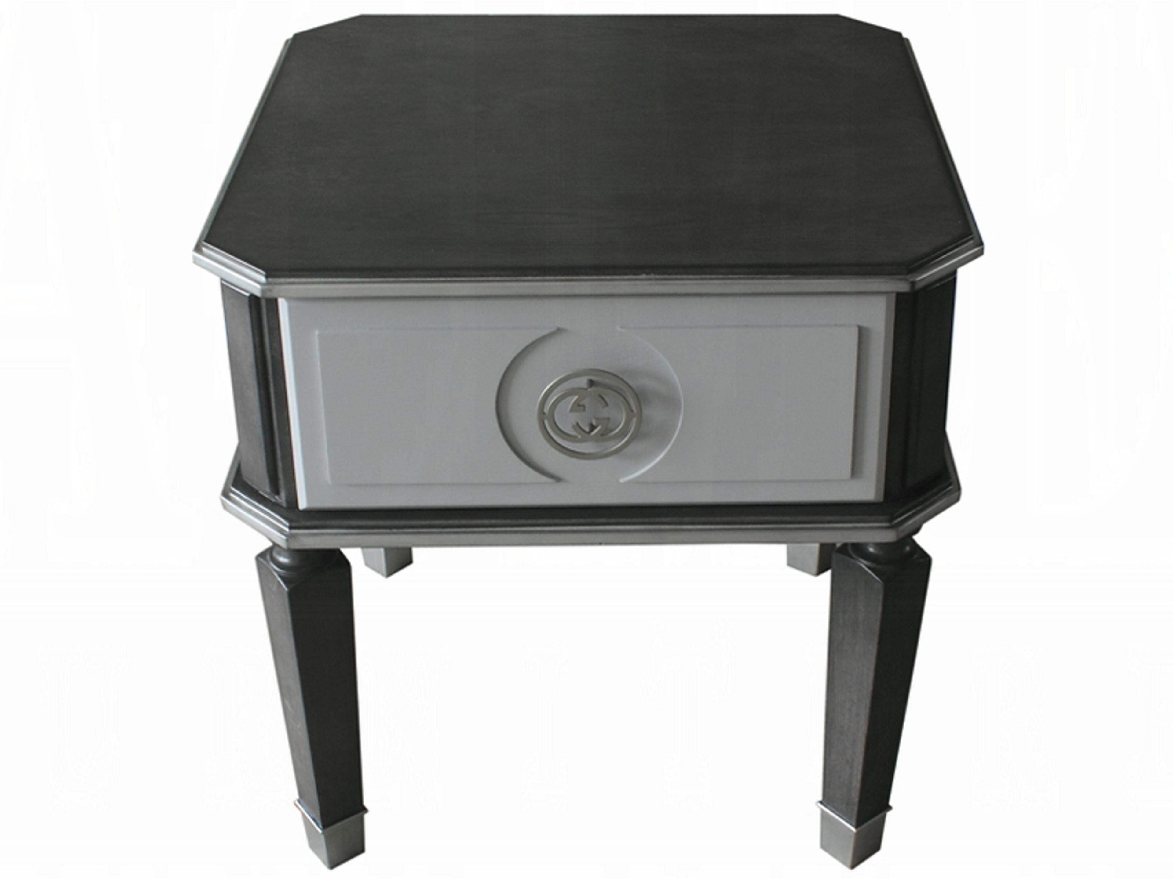 Acme Furniture House Beatrice Square Wood Charcoal Light Gray End Table