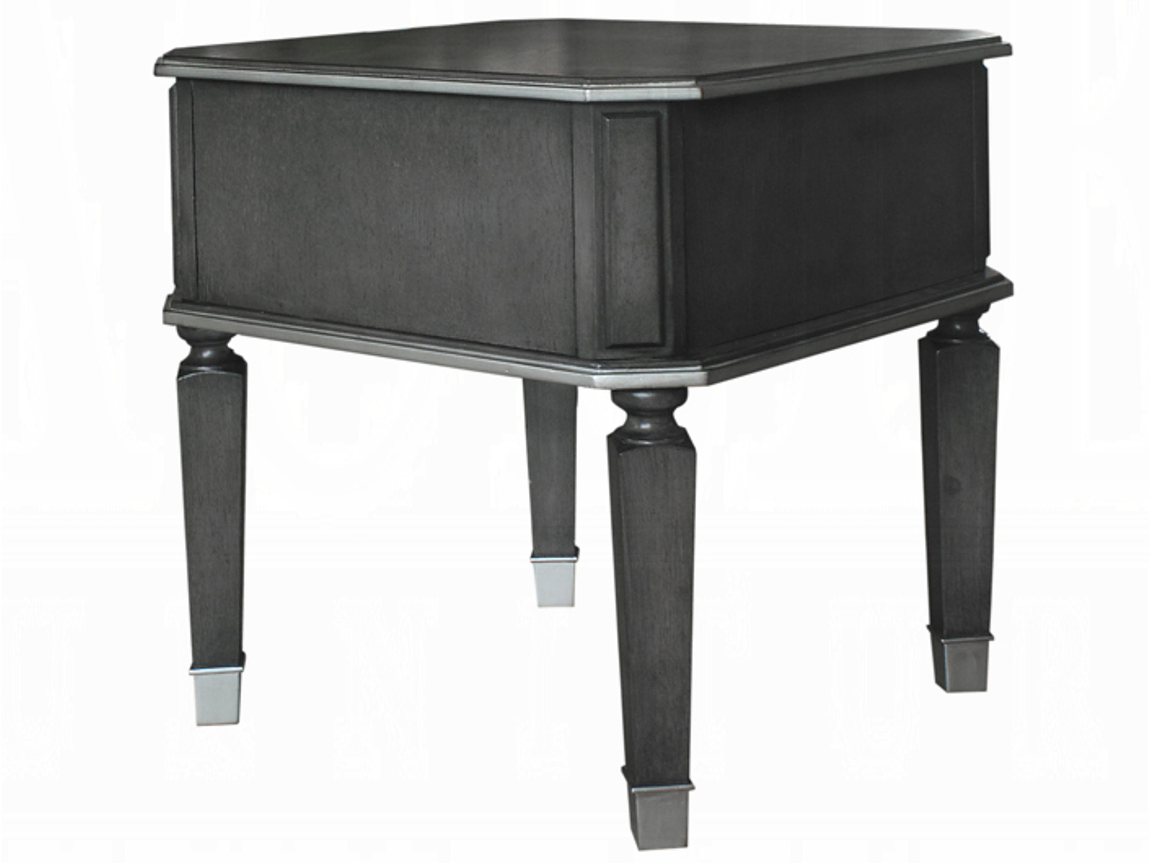 Acme Furniture House Beatrice Square Wood Charcoal Light Gray End Table