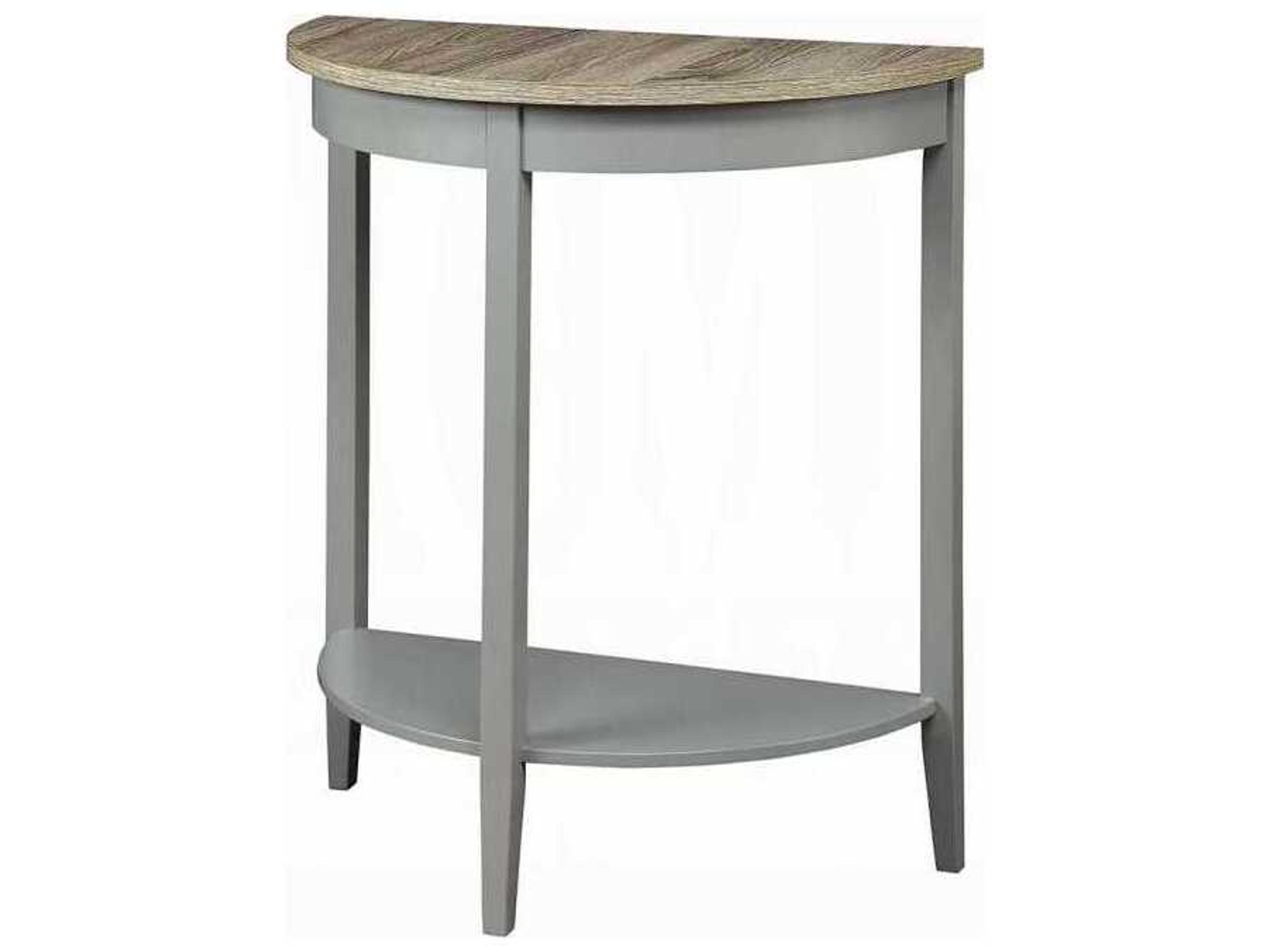 Justino Demilune Wood Natural Oak Gray Console Table
