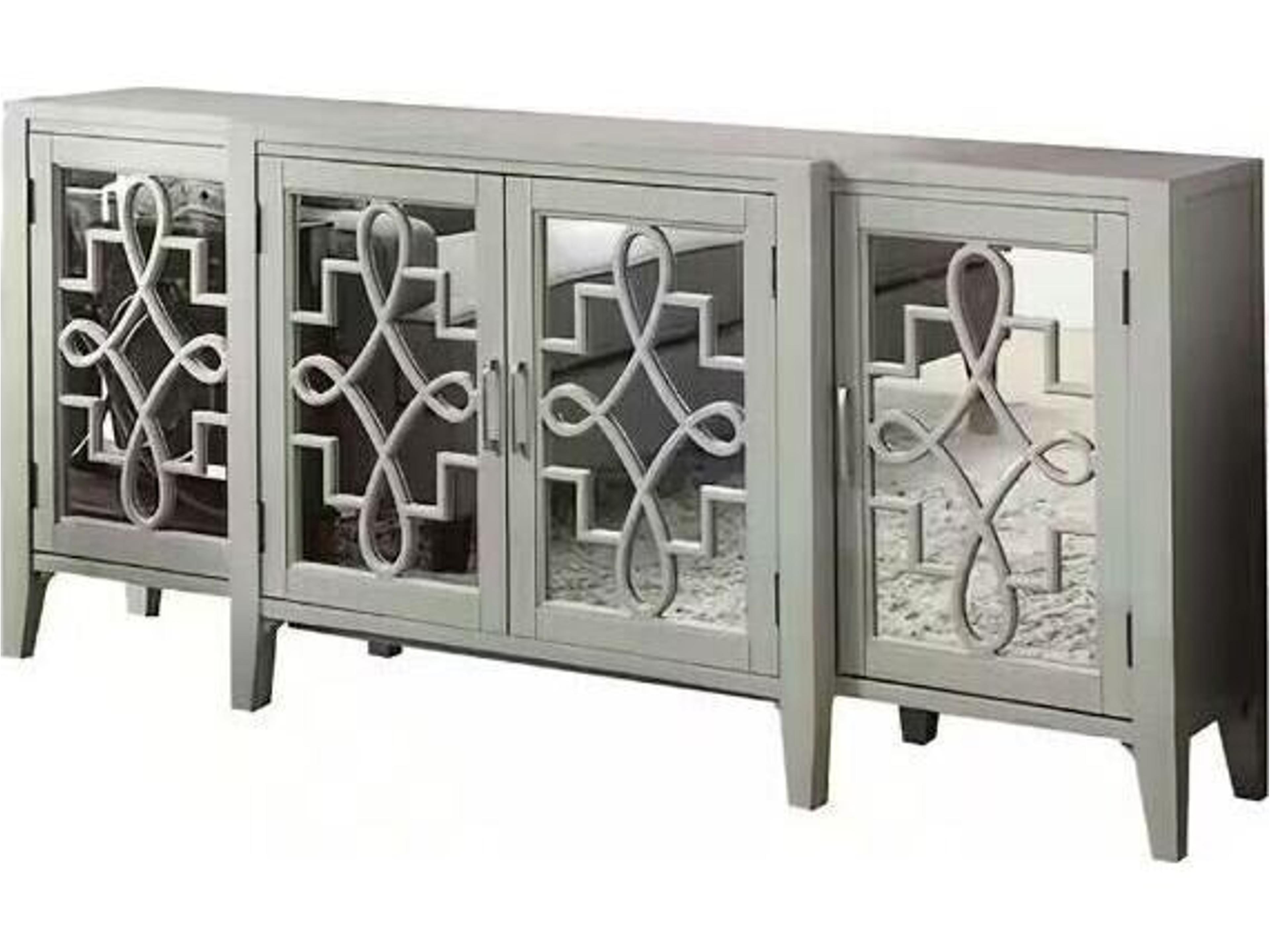 Kacia 72" Solid Wood Antique Gray Media Console