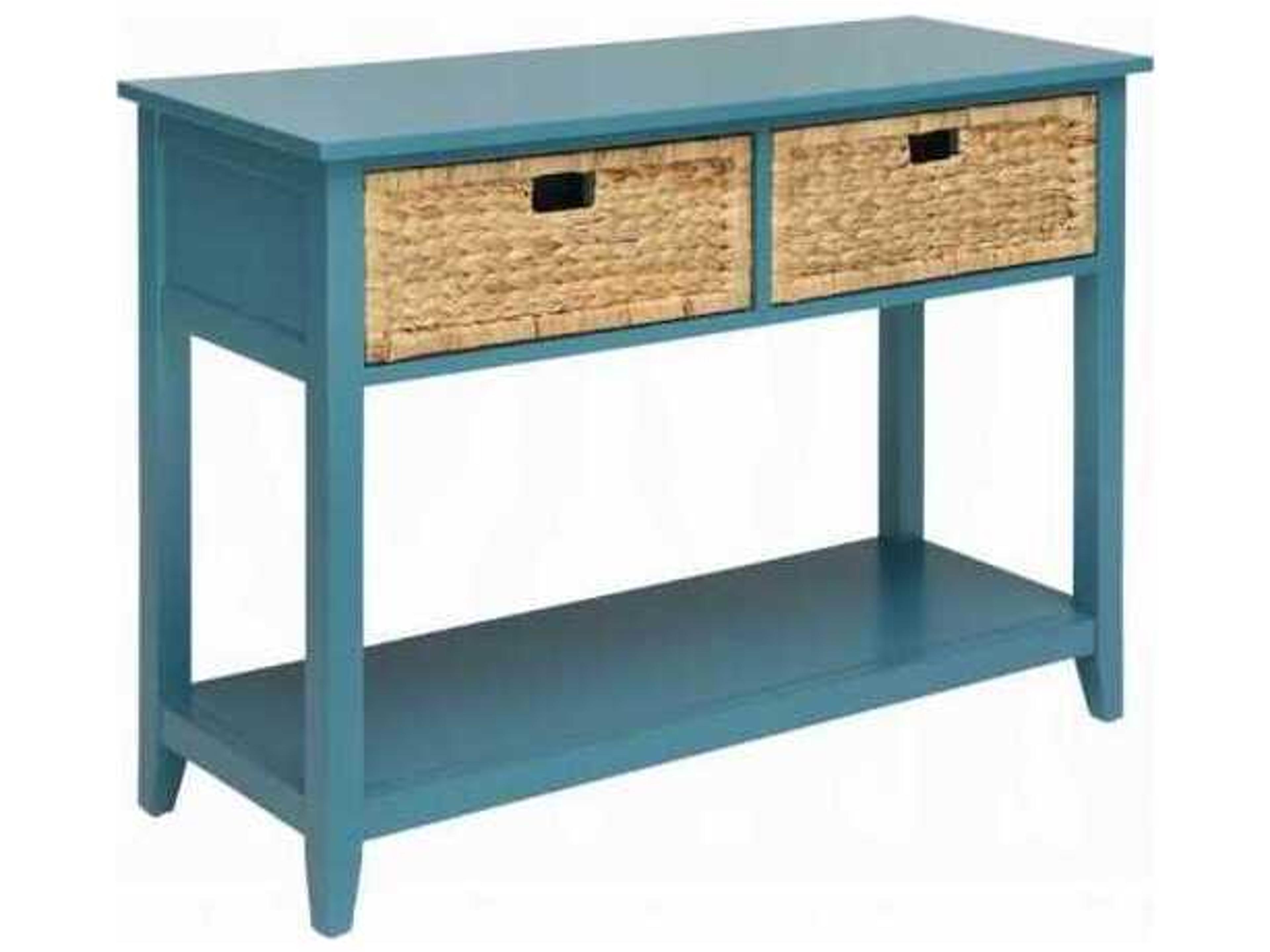 Flavius Rectangular Wood Teal Console Table