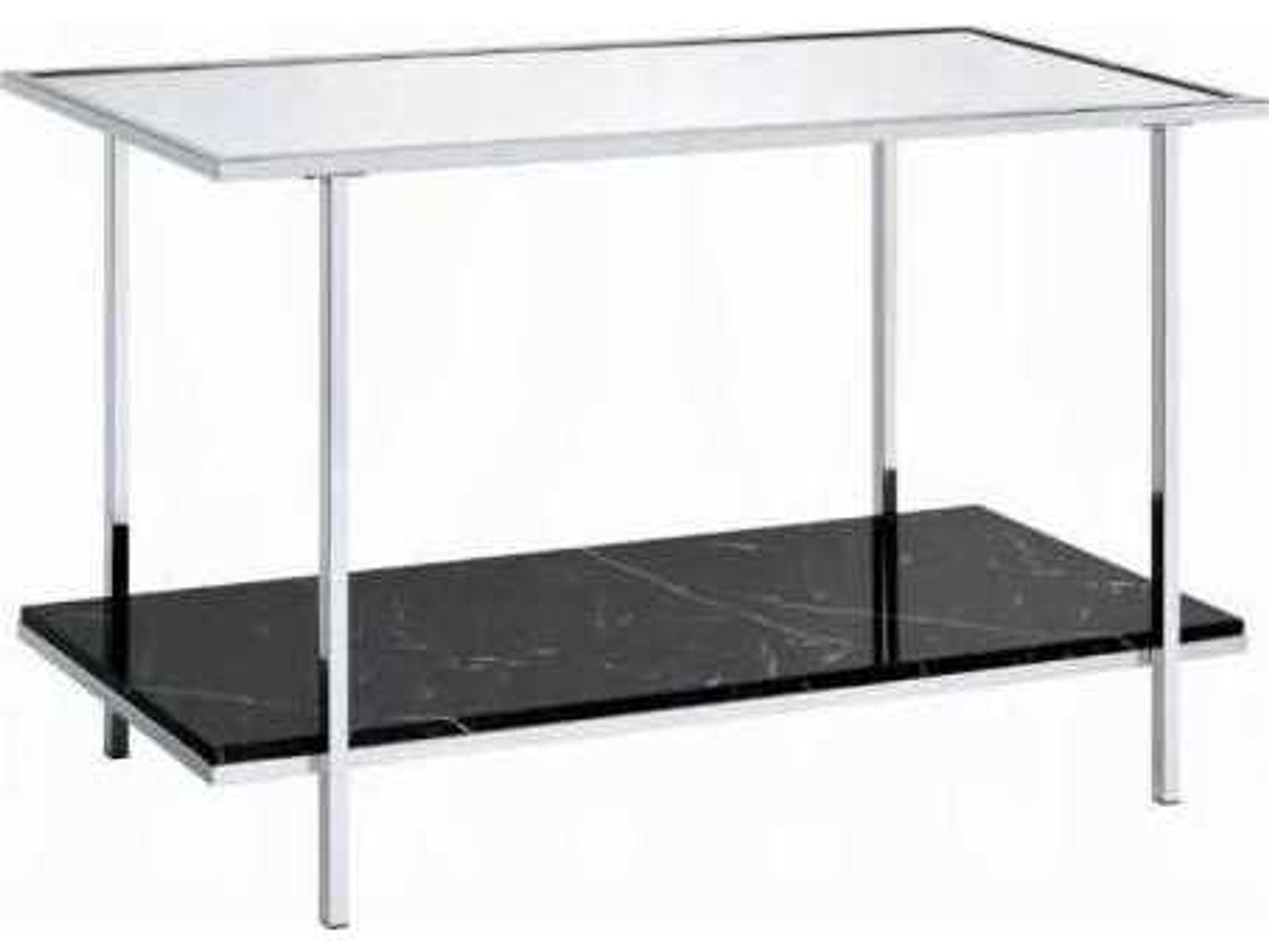 Angwin Rectangular Mirrored Engineered Stone Top Chrome Console Table