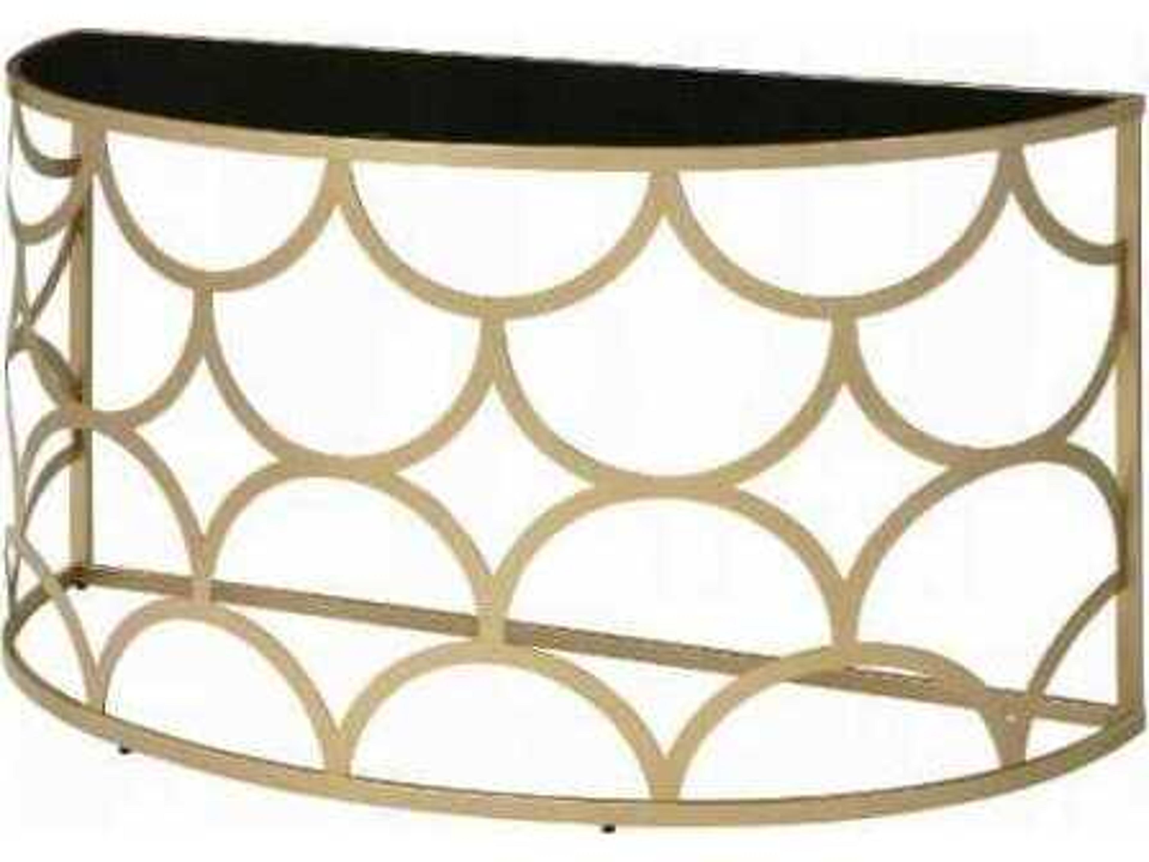 Demilune Glass Gold Console Table