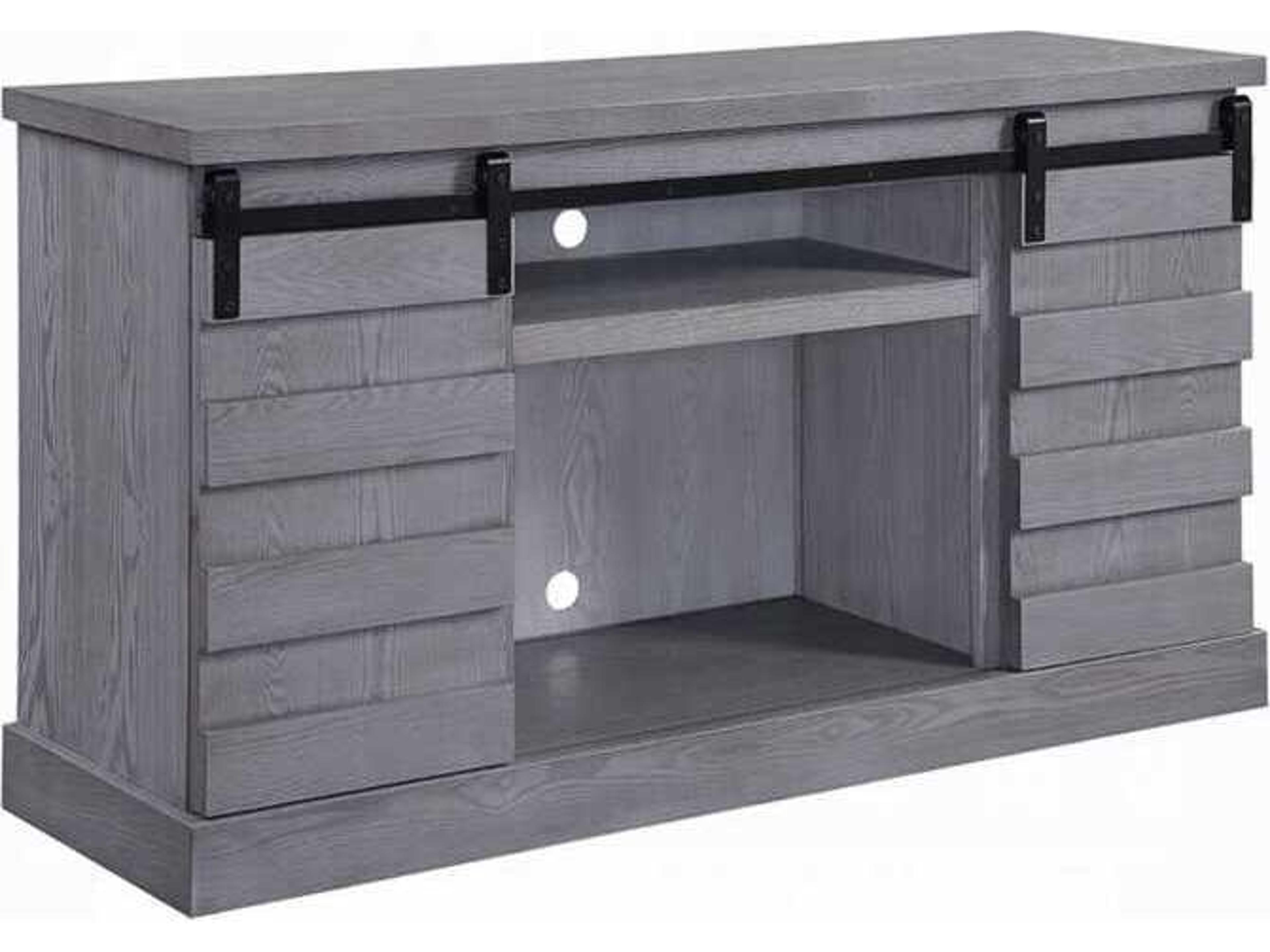 Amrita 59" Gray Oak TV Stand with Fireplace