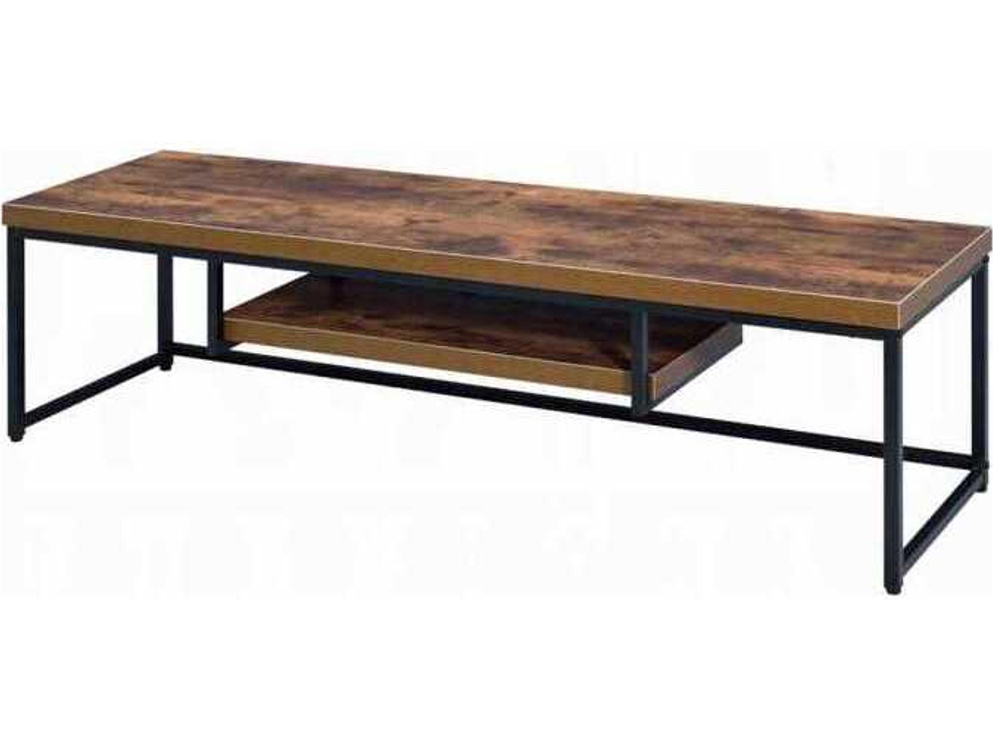 Bob 59" Weathered Oak Black Metal Media Console