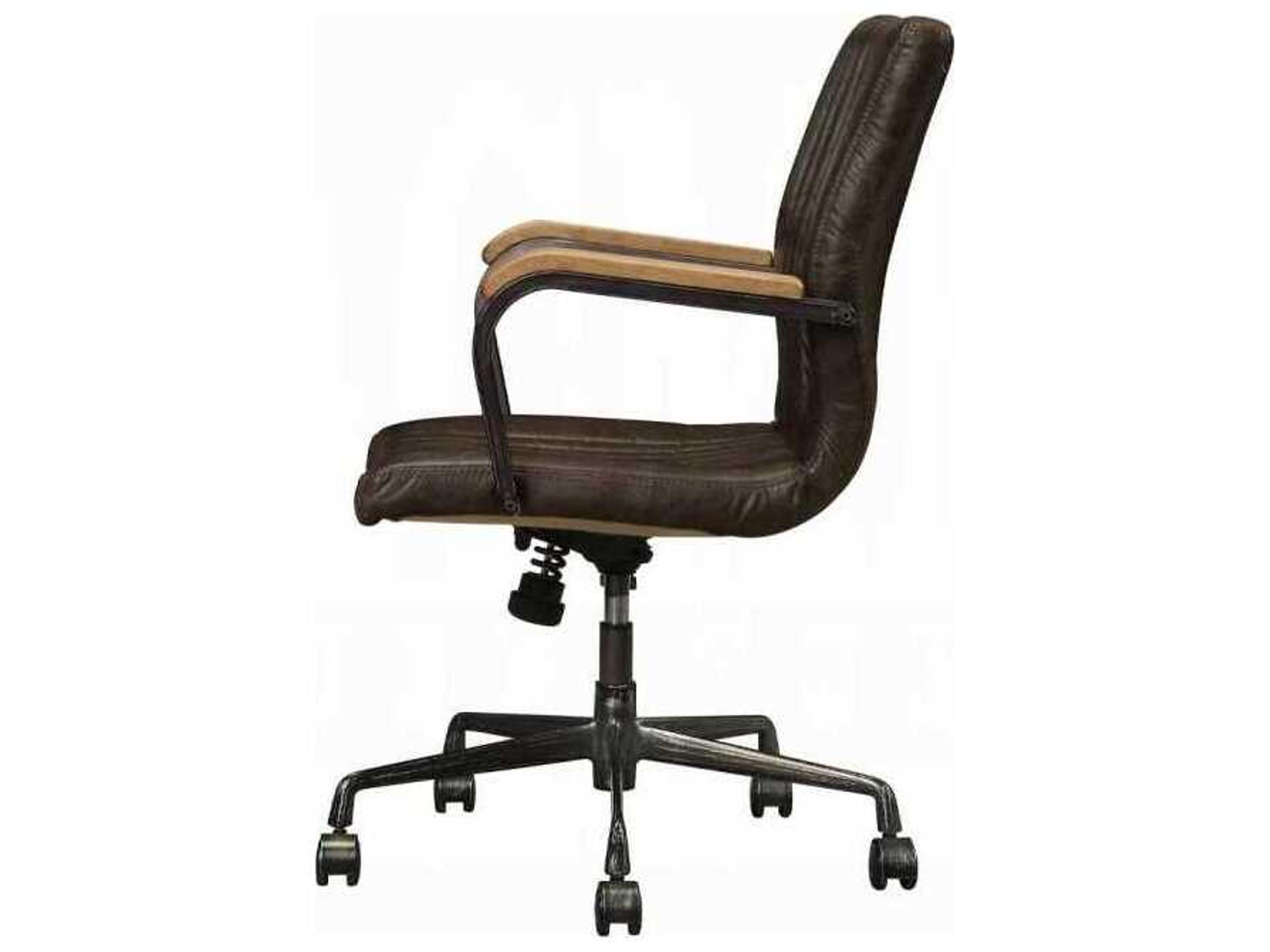 Acme Furniture Brown Leather Adjustable Swivel Task Office Chair