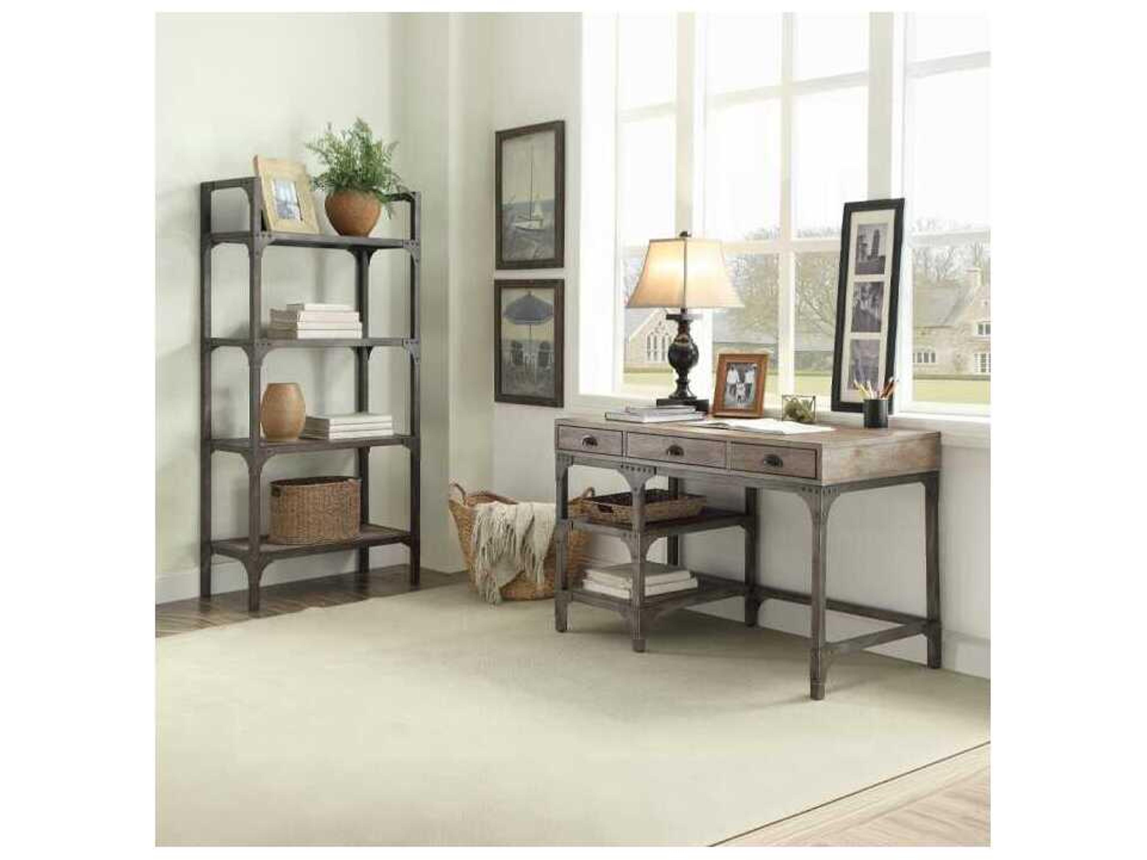 Acme Furniture Weathered Oak Antique Silver Brown Pine Wood Writing Desk